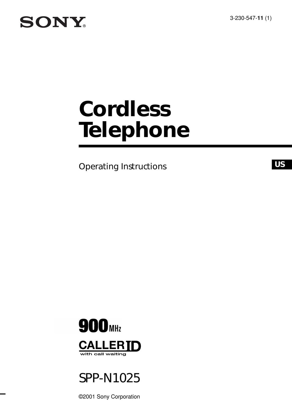 Sony spp-n1025 Cordless Telephone User Manual