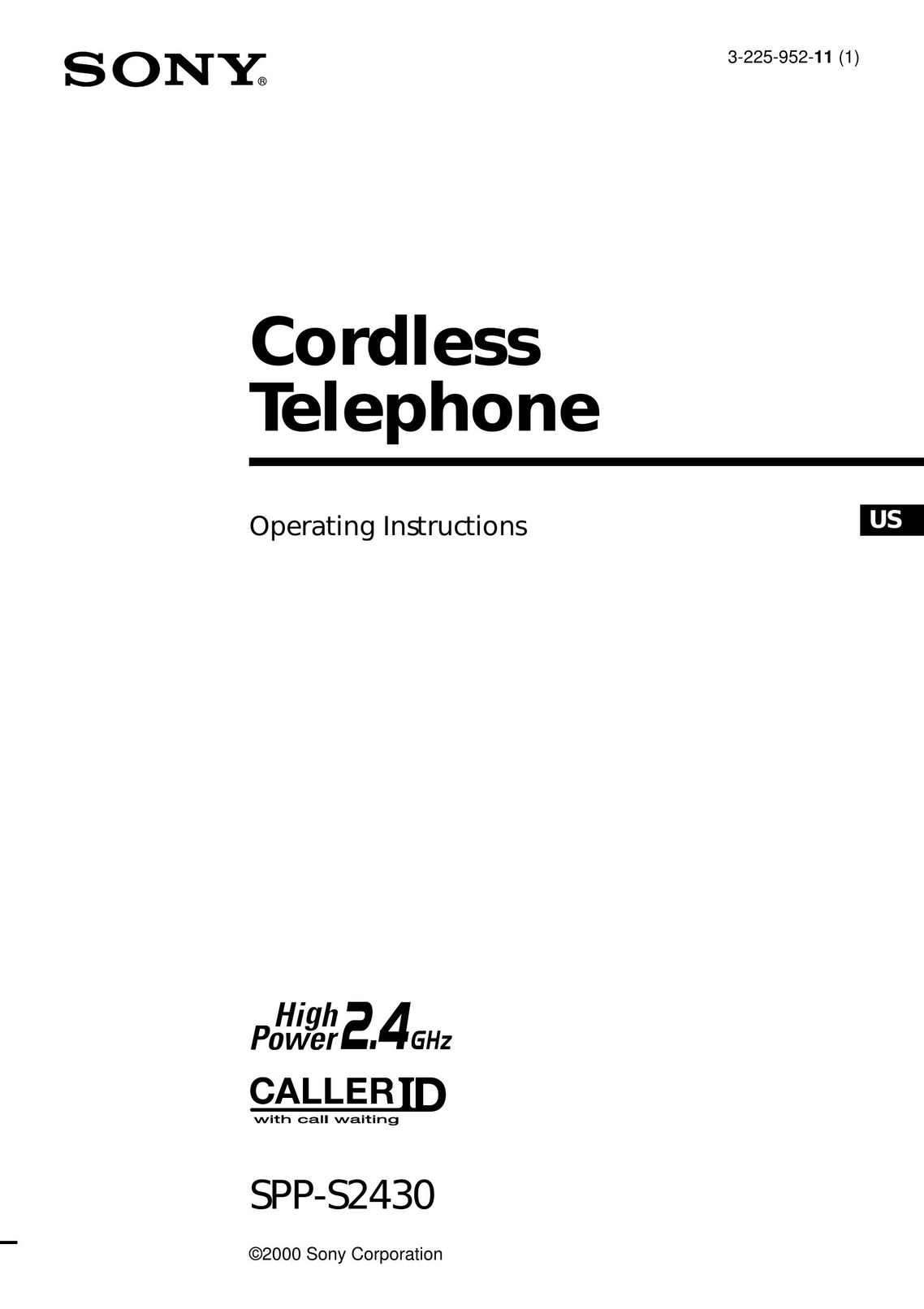 Sony spp-s2430 Cordless Telephone User Manual