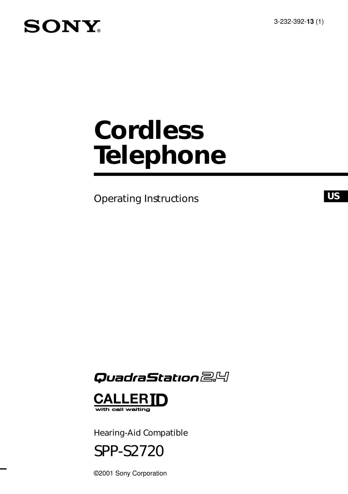 Sony SPP-S2720 Cordless Telephone User Manual