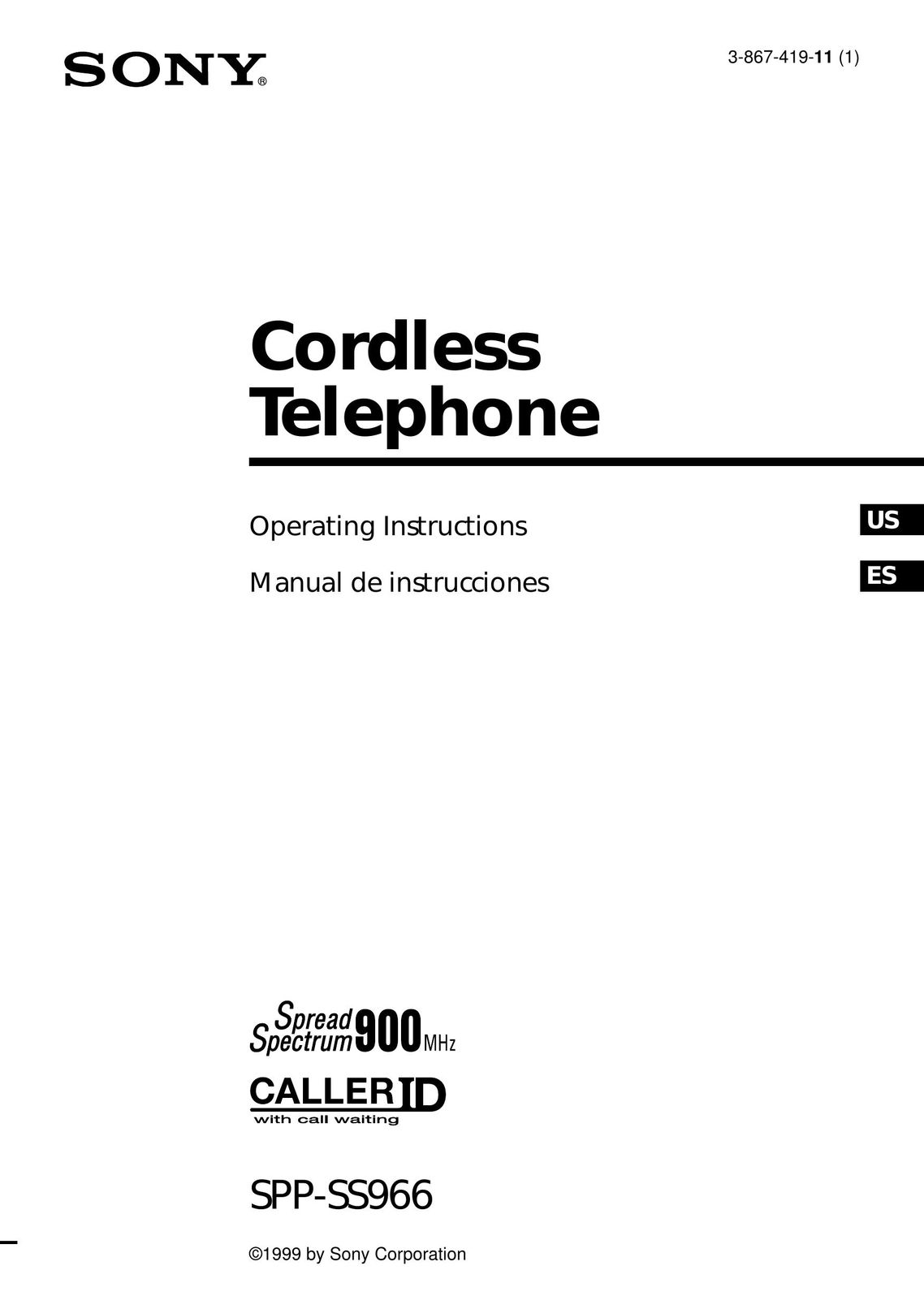 Sony SPP-SS966 Cordless Telephone User Manual
