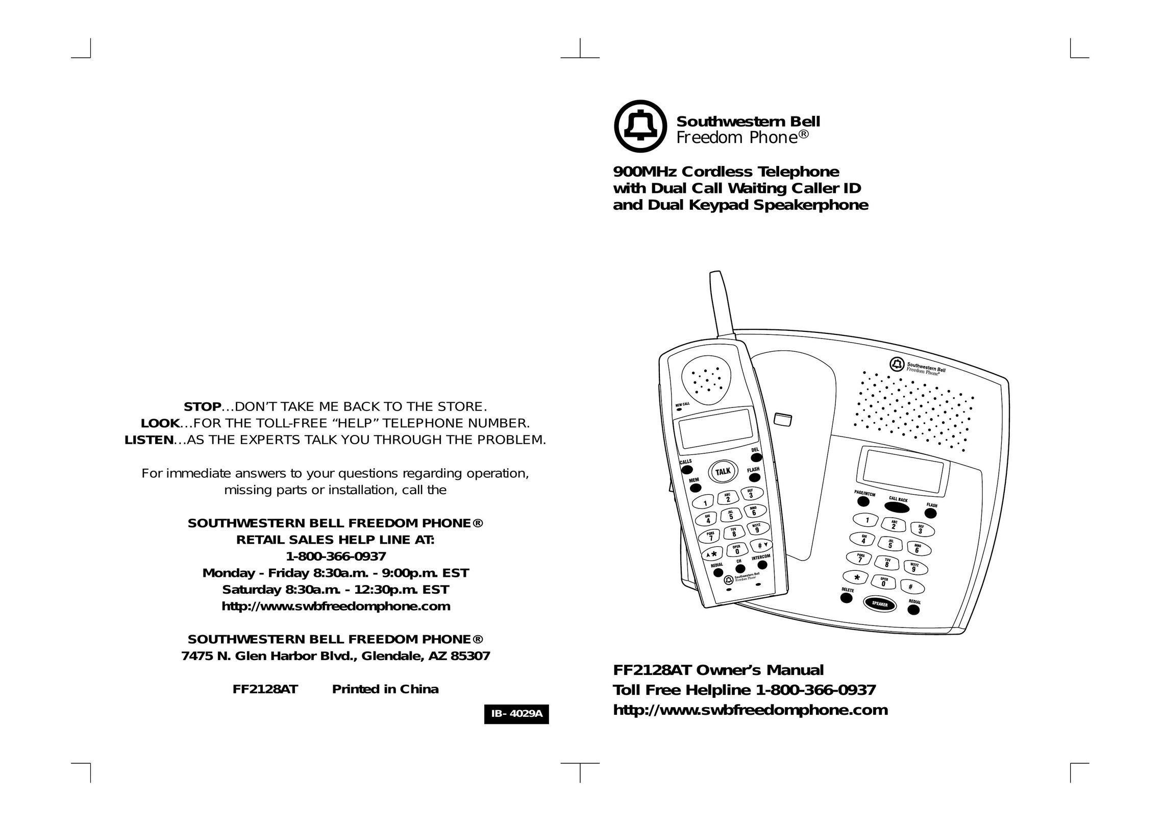 Southwestern Bell FF2128AT Cordless Telephone User Manual