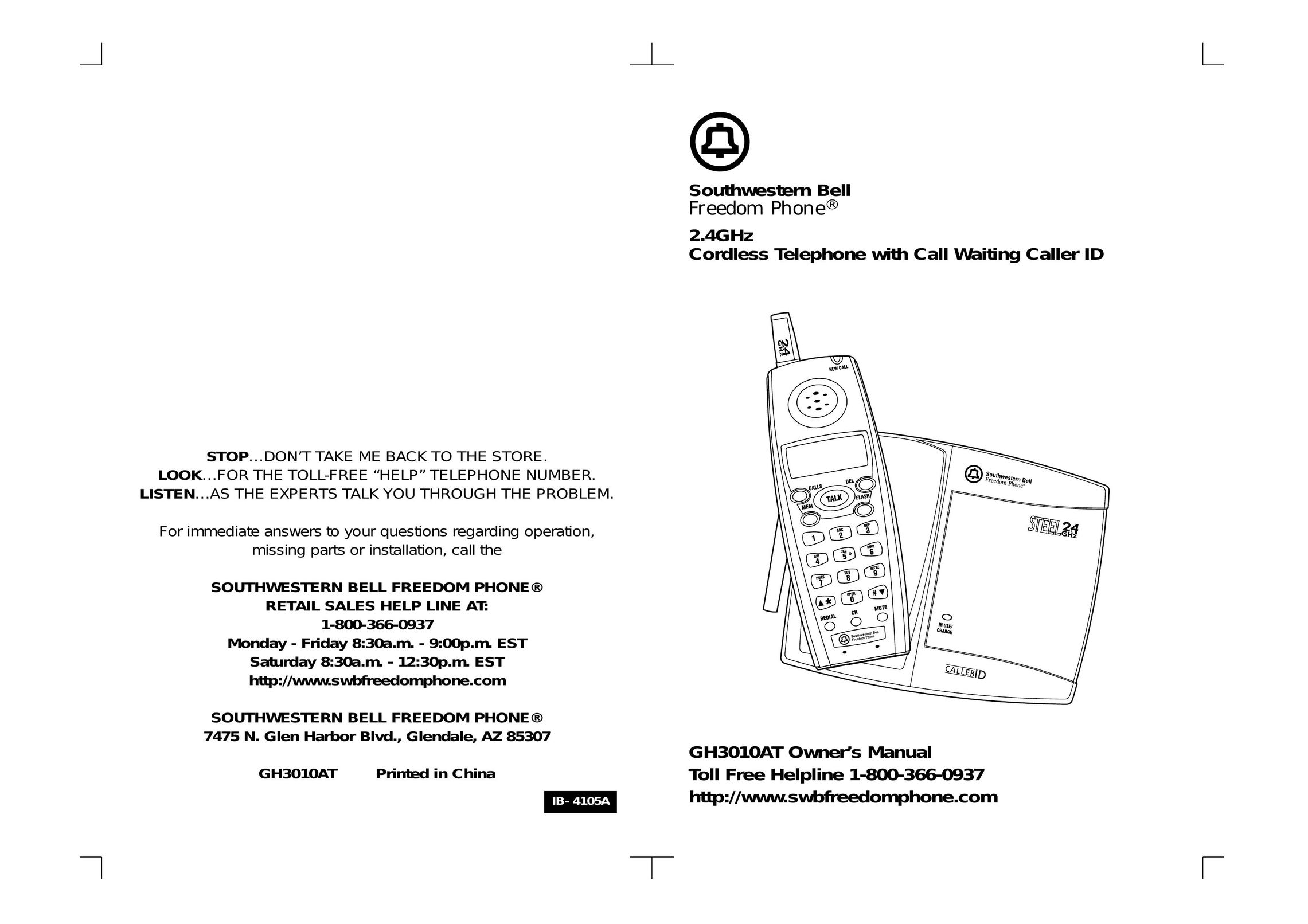 Southwestern Bell GH3010S Cordless Telephone User Manual