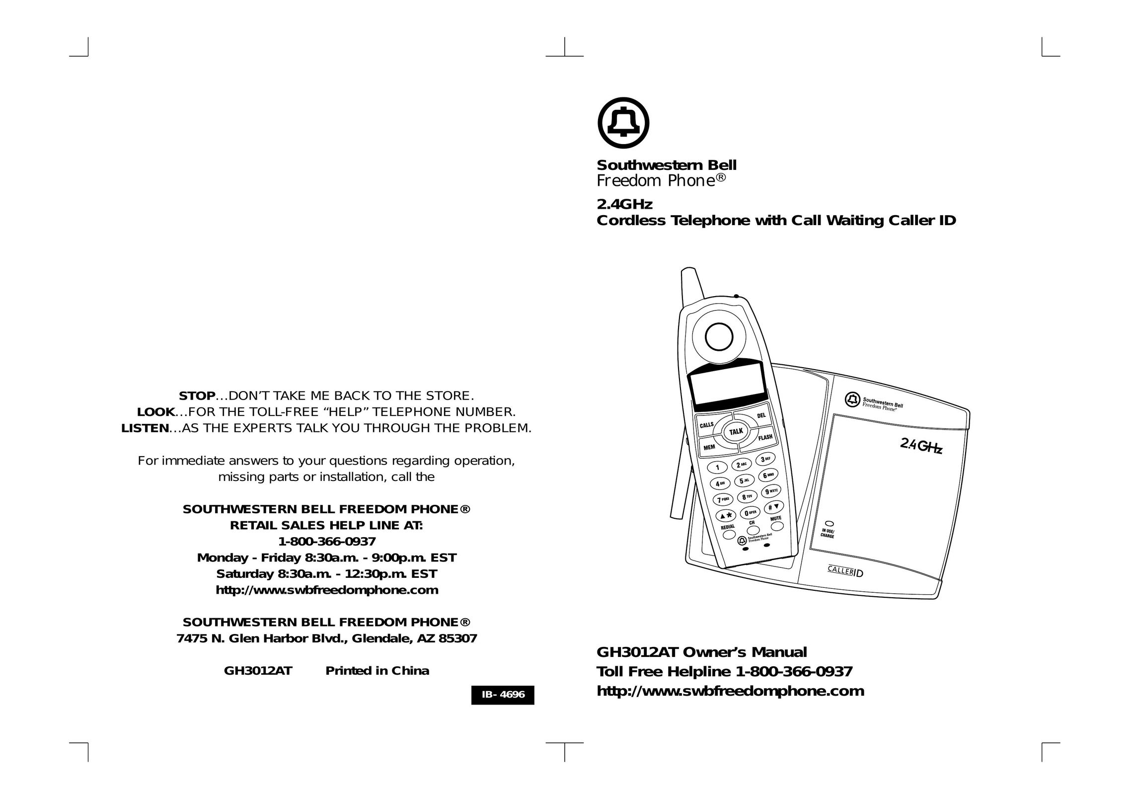 Southwestern Bell GH3012NB Cordless Telephone User Manual