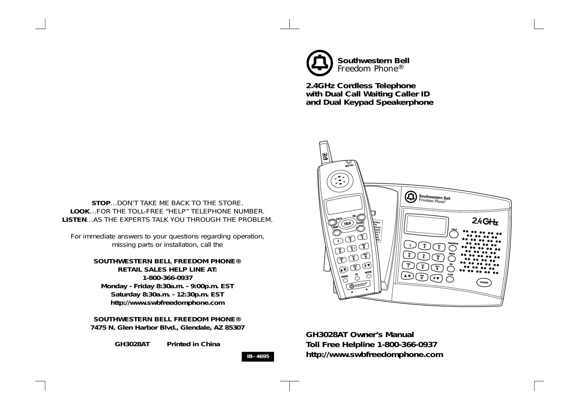 Southwestern Bell GH3028AT Cordless Telephone User Manual