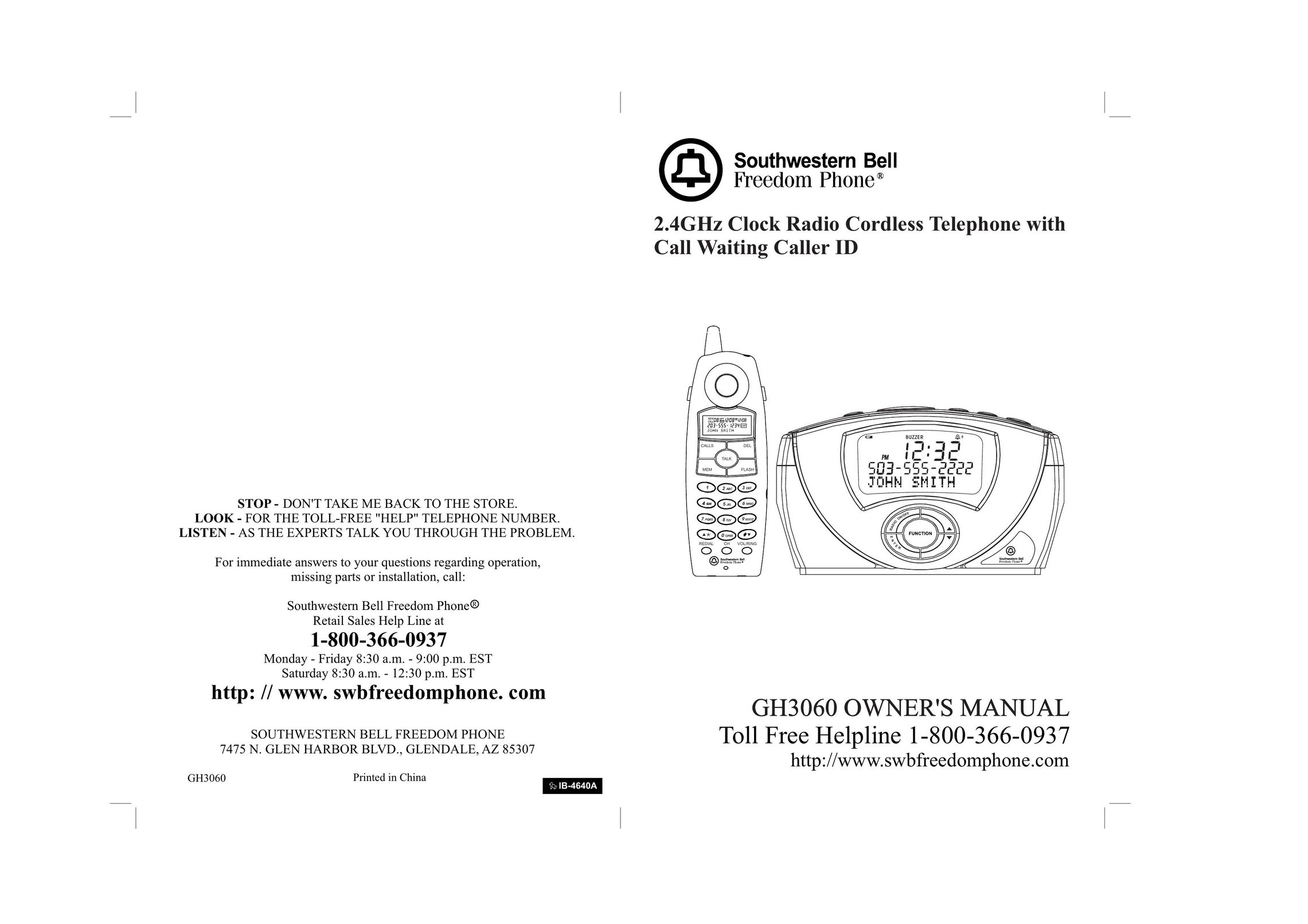 Southwestern Bell GH3060 Cordless Telephone User Manual