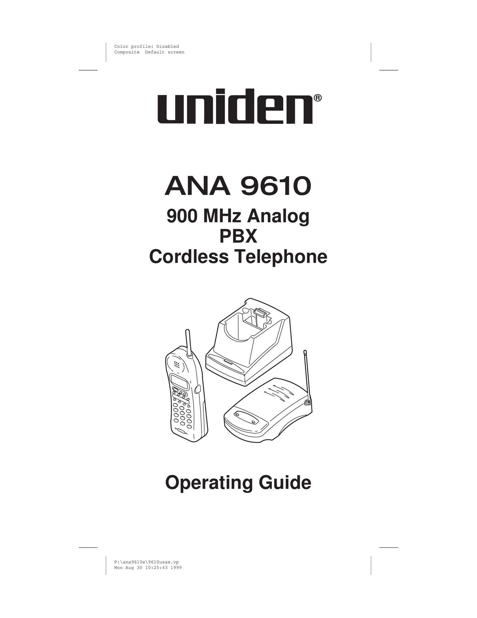 Uniden 9610 Cordless Telephone User Manual