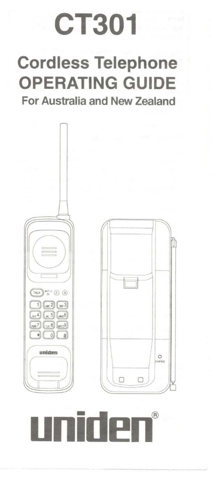 Uniden CT301 Cordless Telephone User Manual
