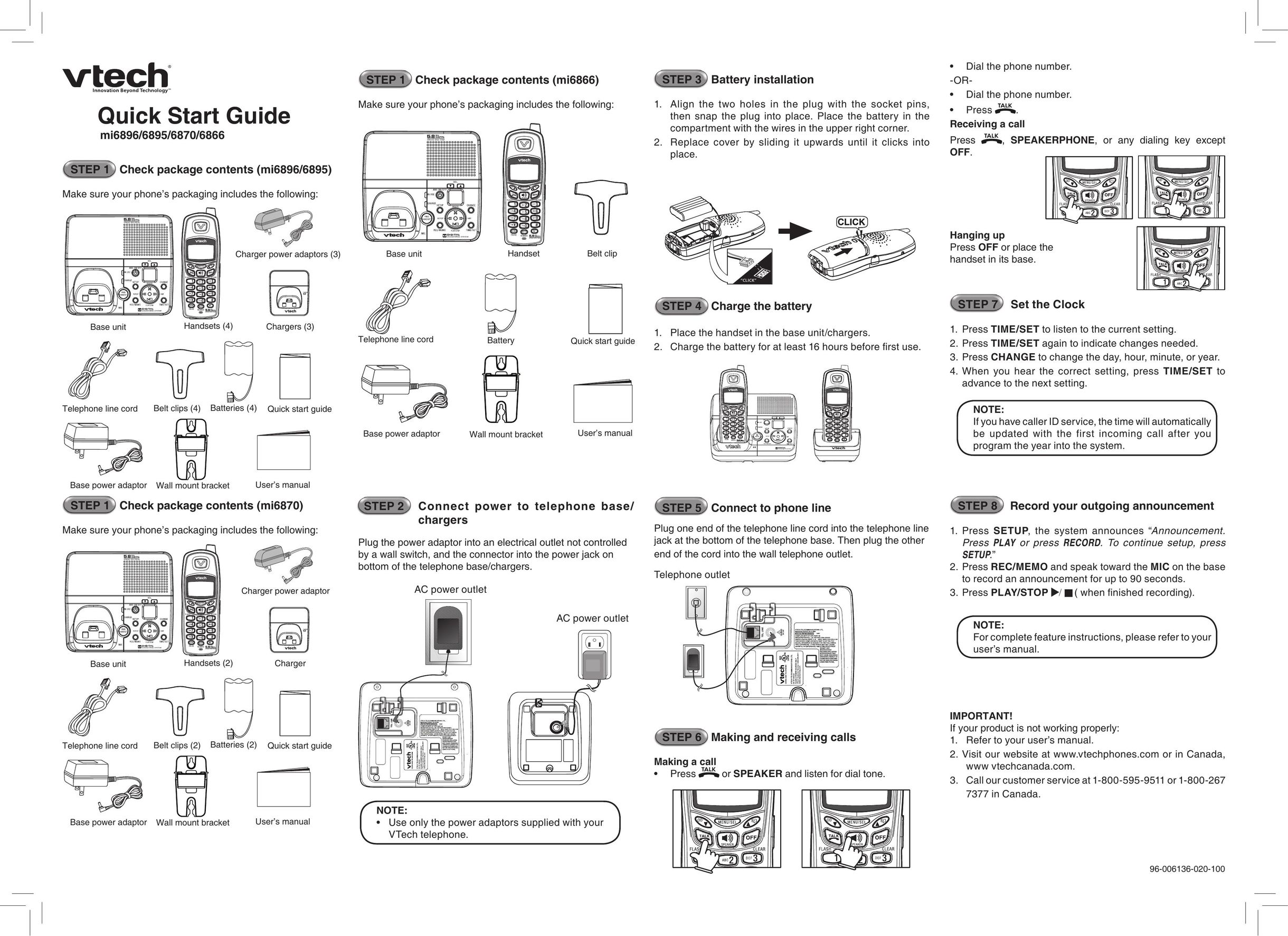 VTech 6895 Cordless Telephone User Manual