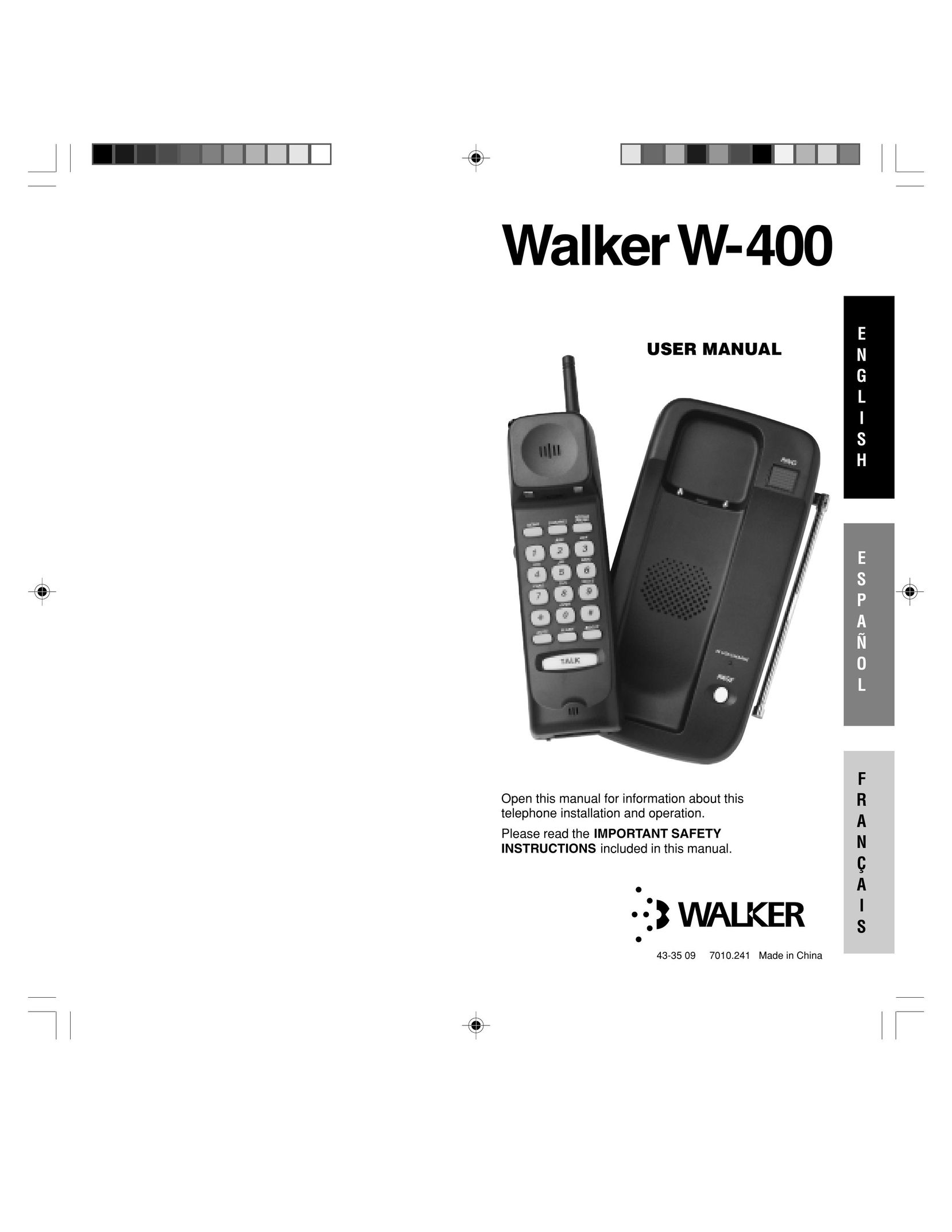 Walker W-400 Cordless Telephone User Manual