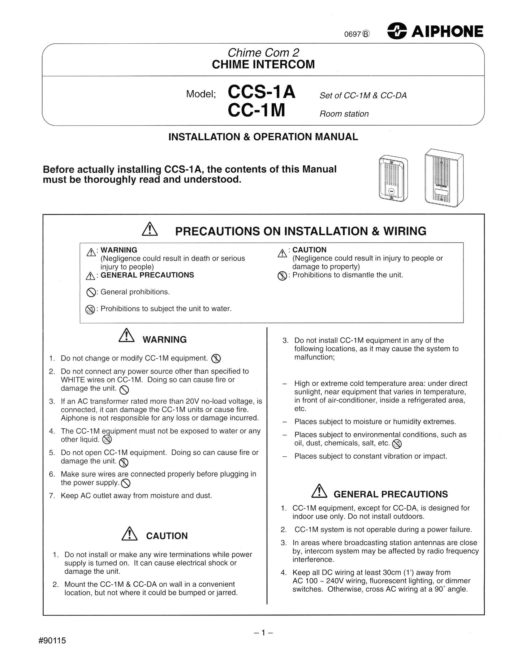 Aiphone CC-1M Intercom System User Manual