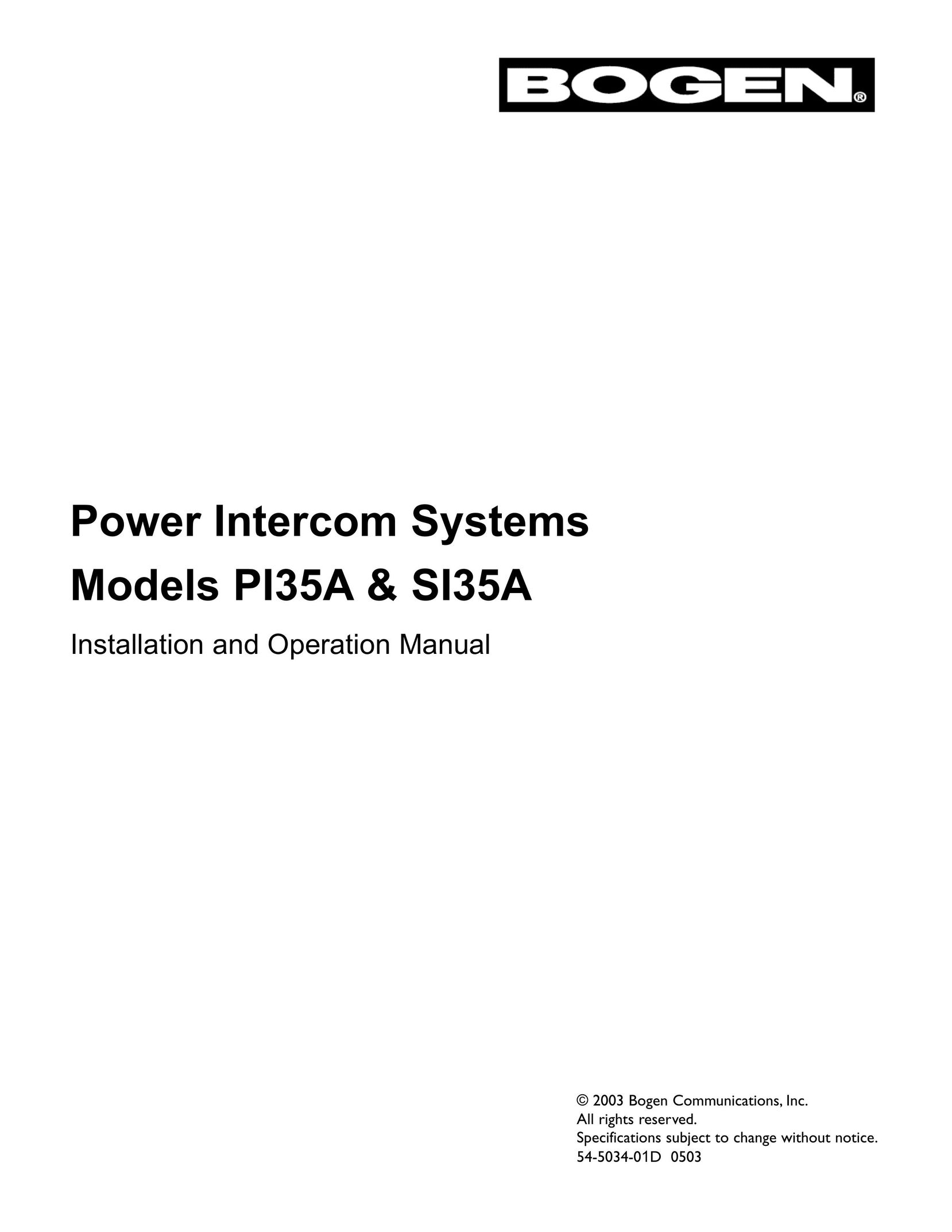 Bogen PI35A Intercom System User Manual