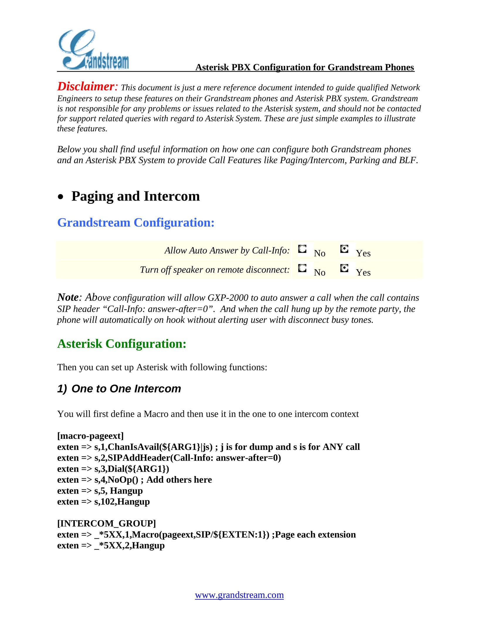 Grandstream Networks GXP-2000 Intercom System User Manual