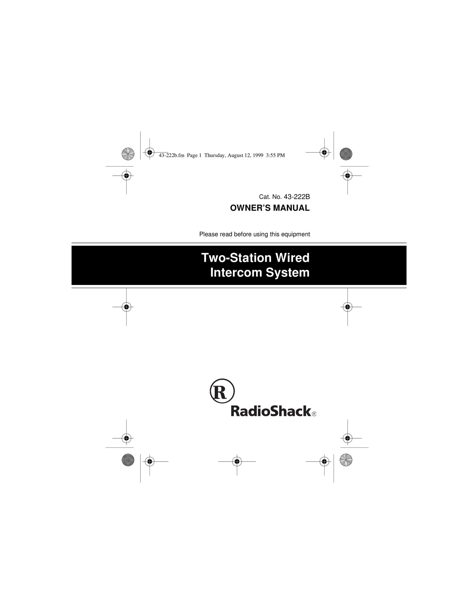 Radio Shack 43-222B Intercom System User Manual