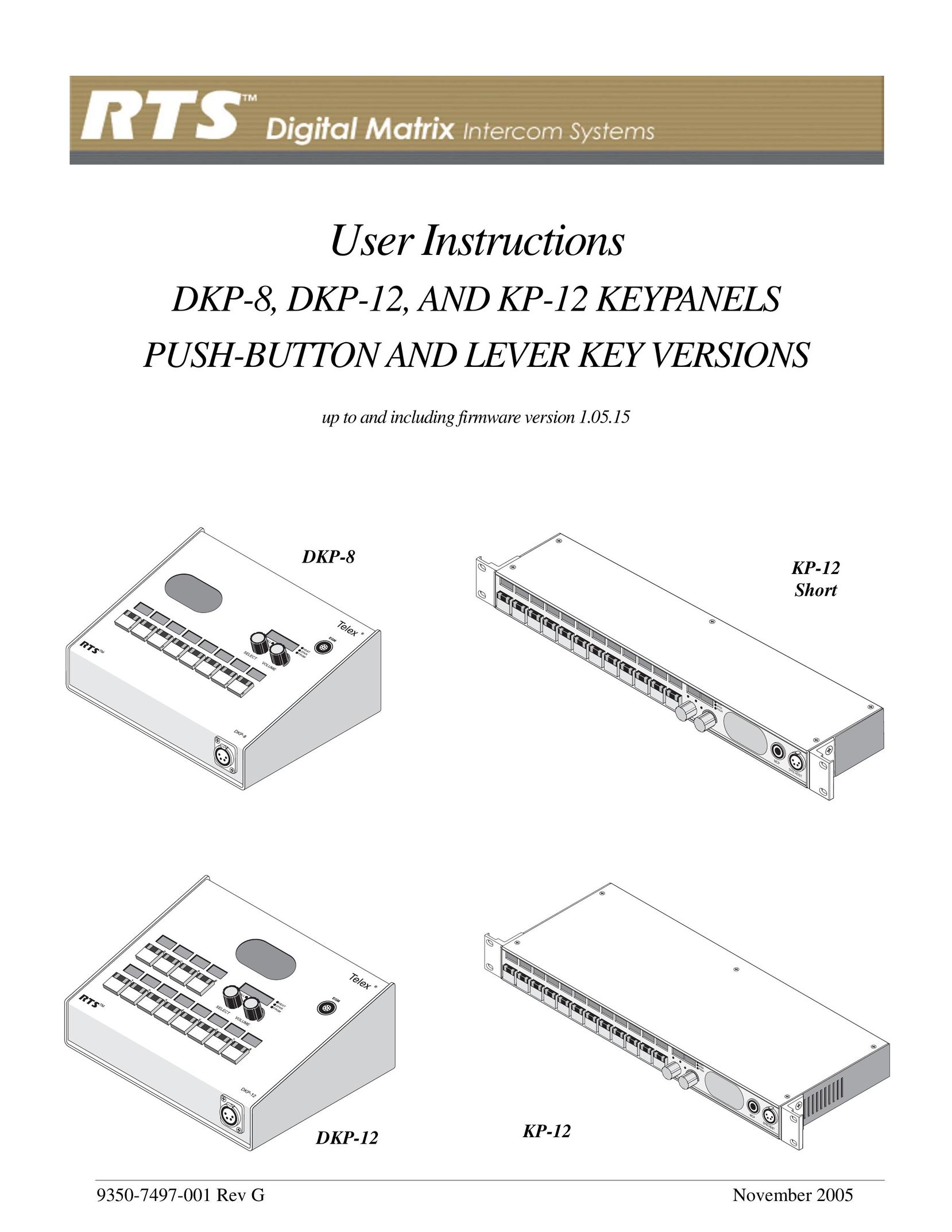 RTS DKP-8 Intercom System User Manual
