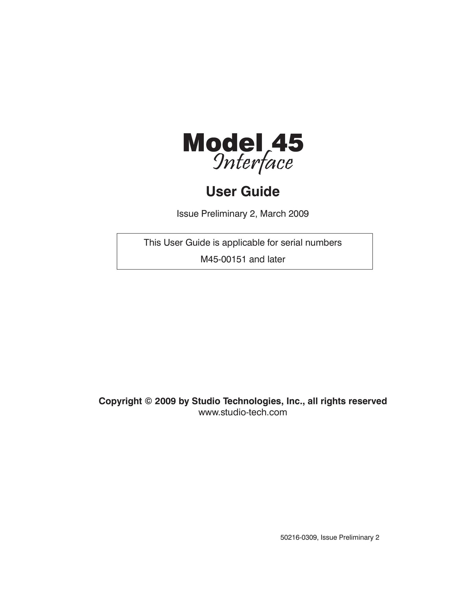 StudioTech M45-00151 Intercom System User Manual