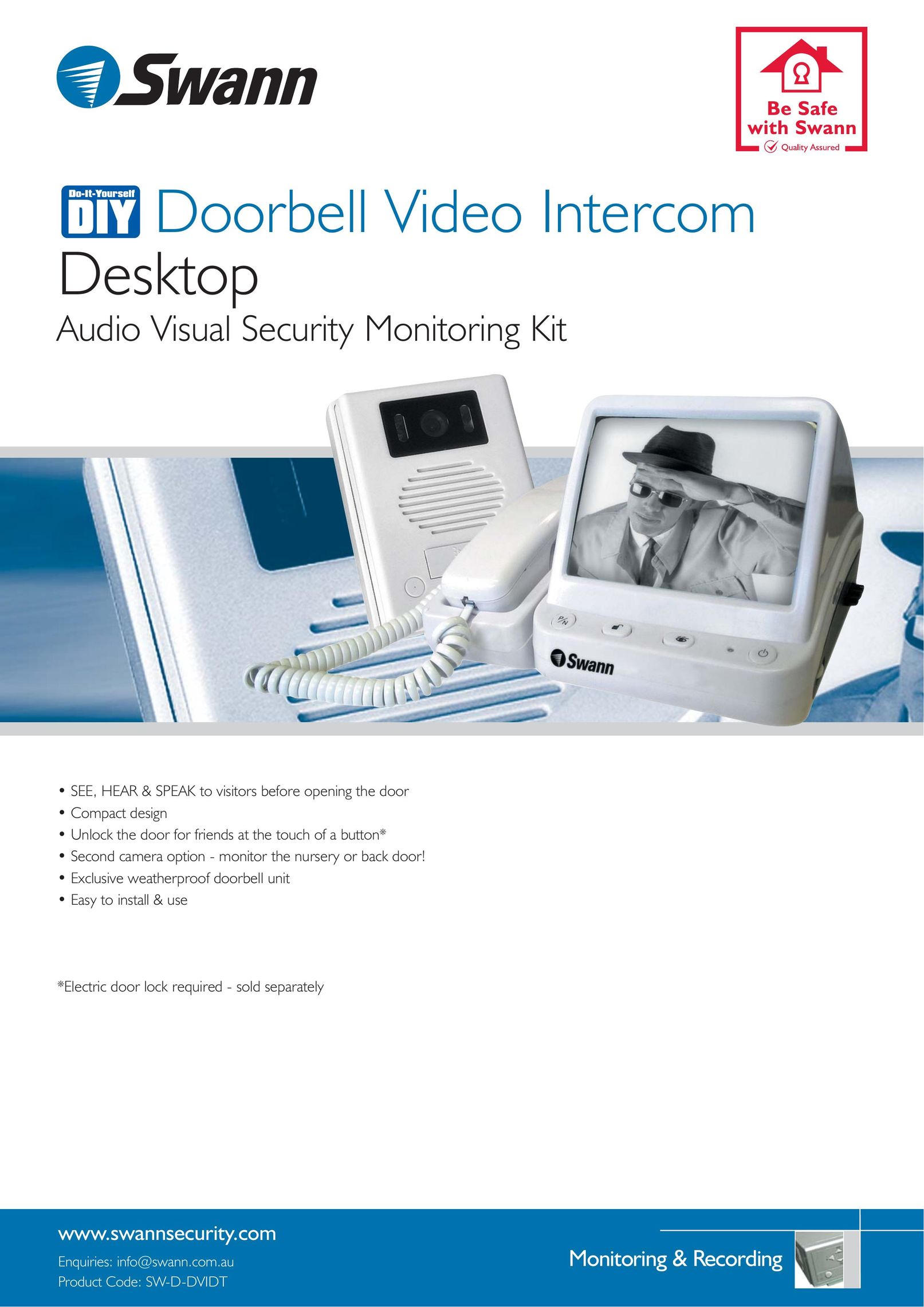 Swann Doorbell Video Intercom Intercom System User Manual