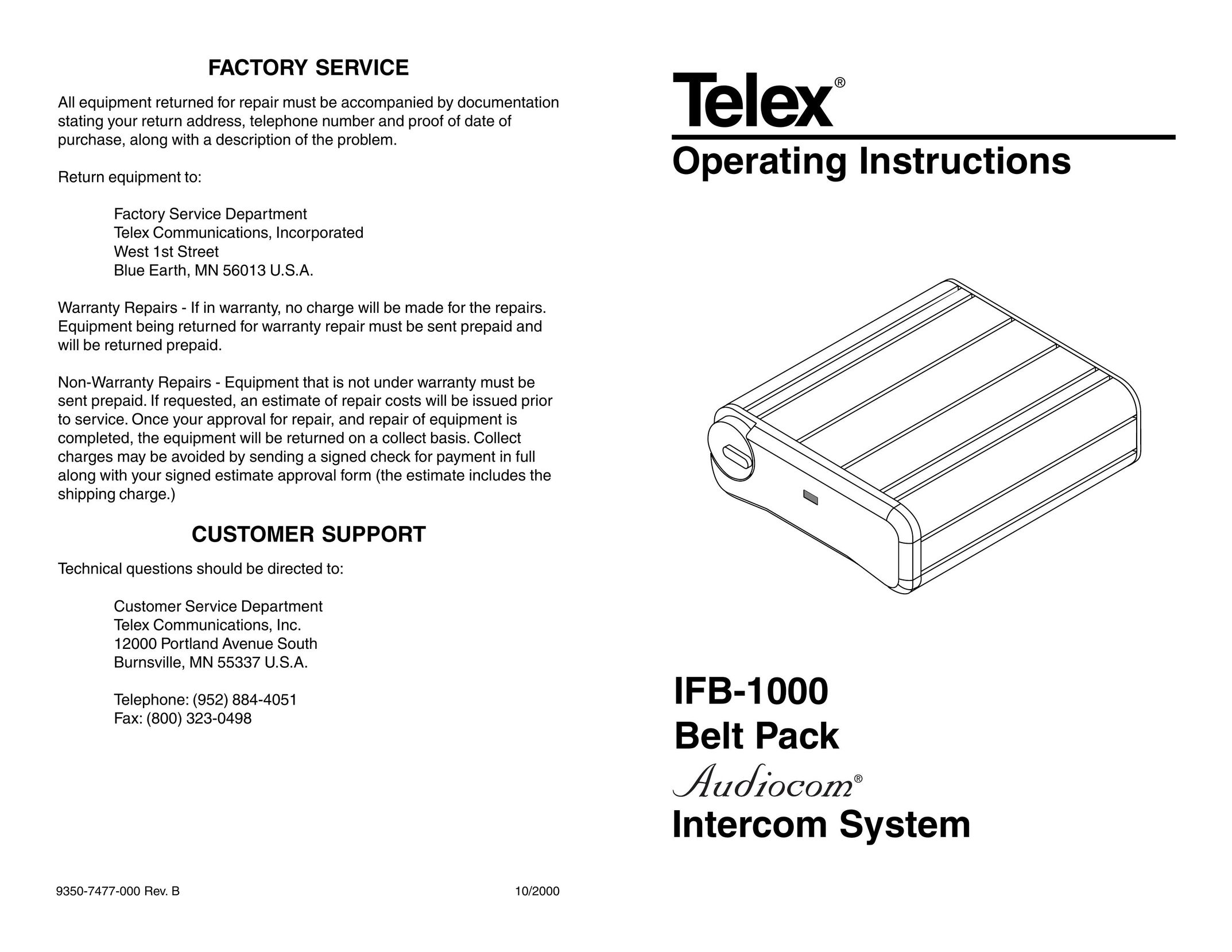 Telex IFB-1000 Intercom System User Manual