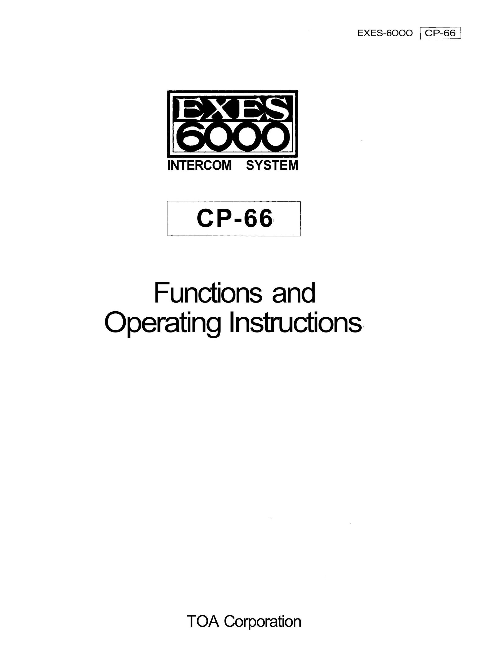TOA Electronics CP-66 Intercom System User Manual