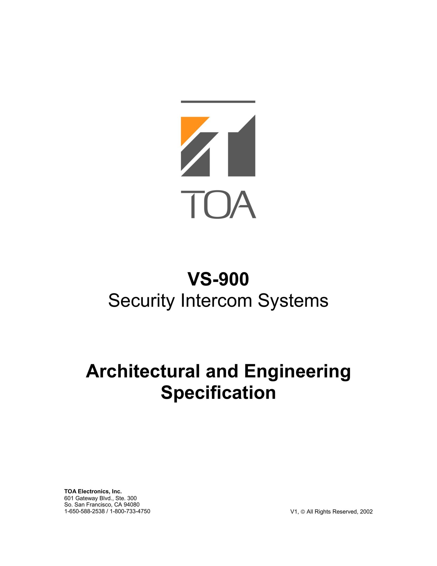 TOA Electronics VS-900 Intercom System User Manual