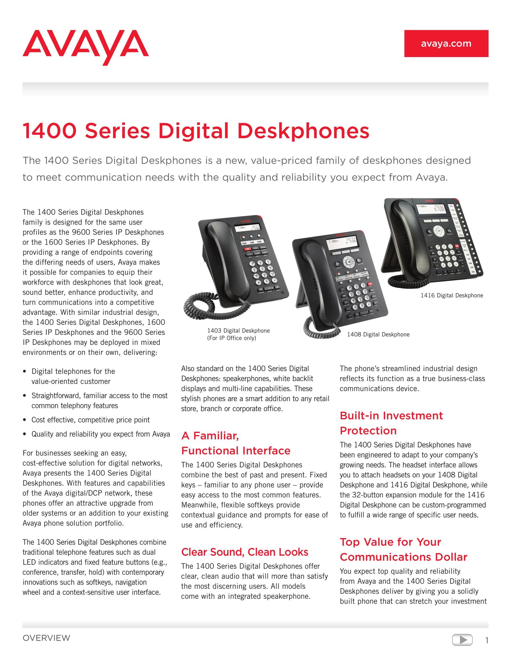 Avaya 1400 IP Phone User Manual