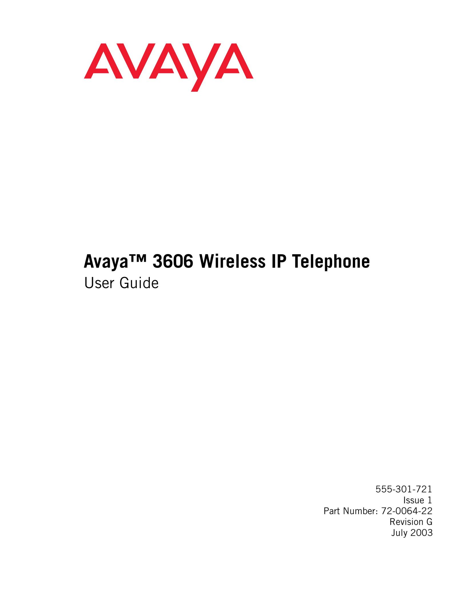 Avaya 3606 IP Phone User Manual