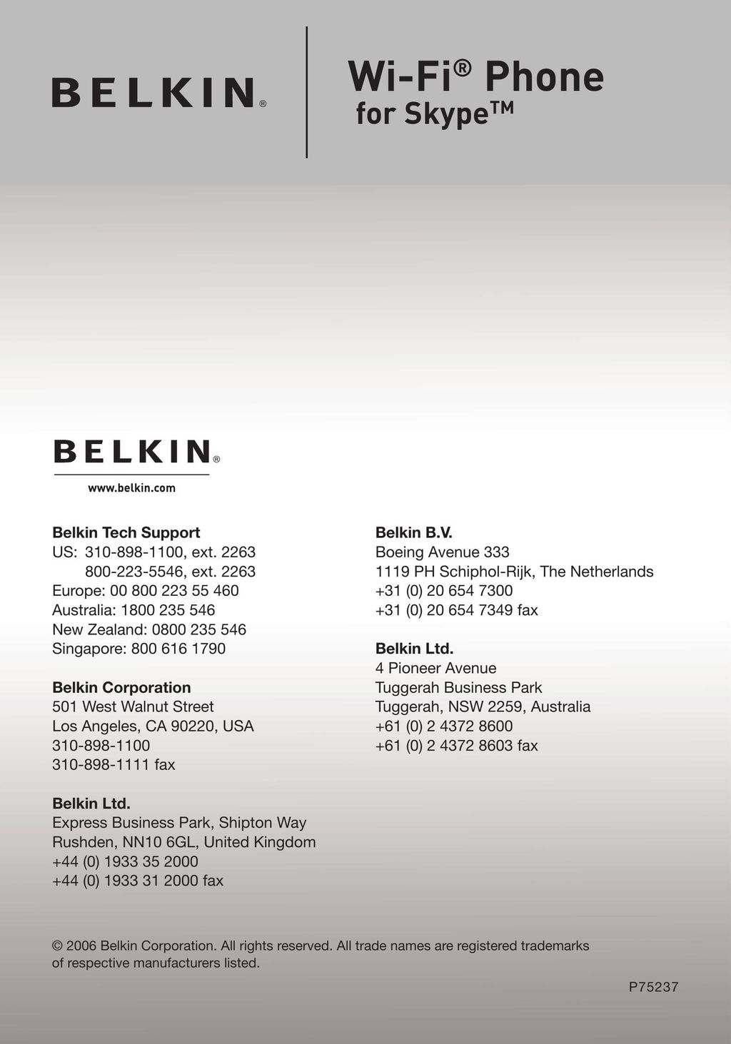 Belkin F1PP000GN-SK IP Phone User Manual