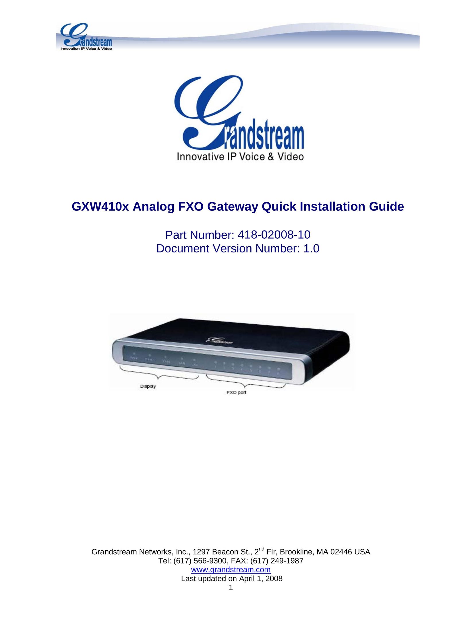 Grandstream Networks GXW410X IP Phone User Manual