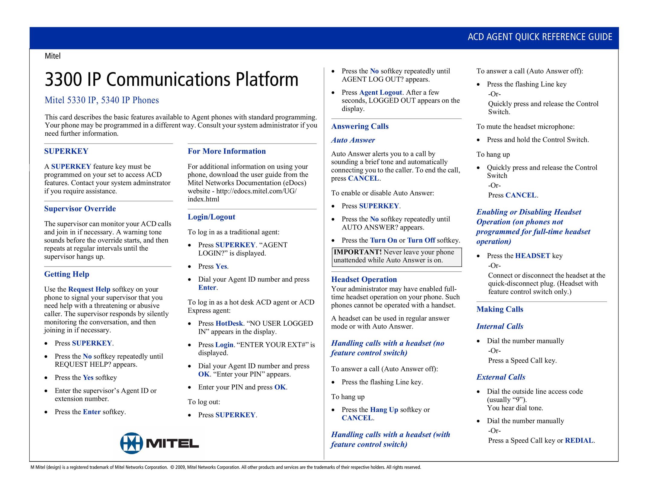 Mitel 5340 IP IP Phone User Manual