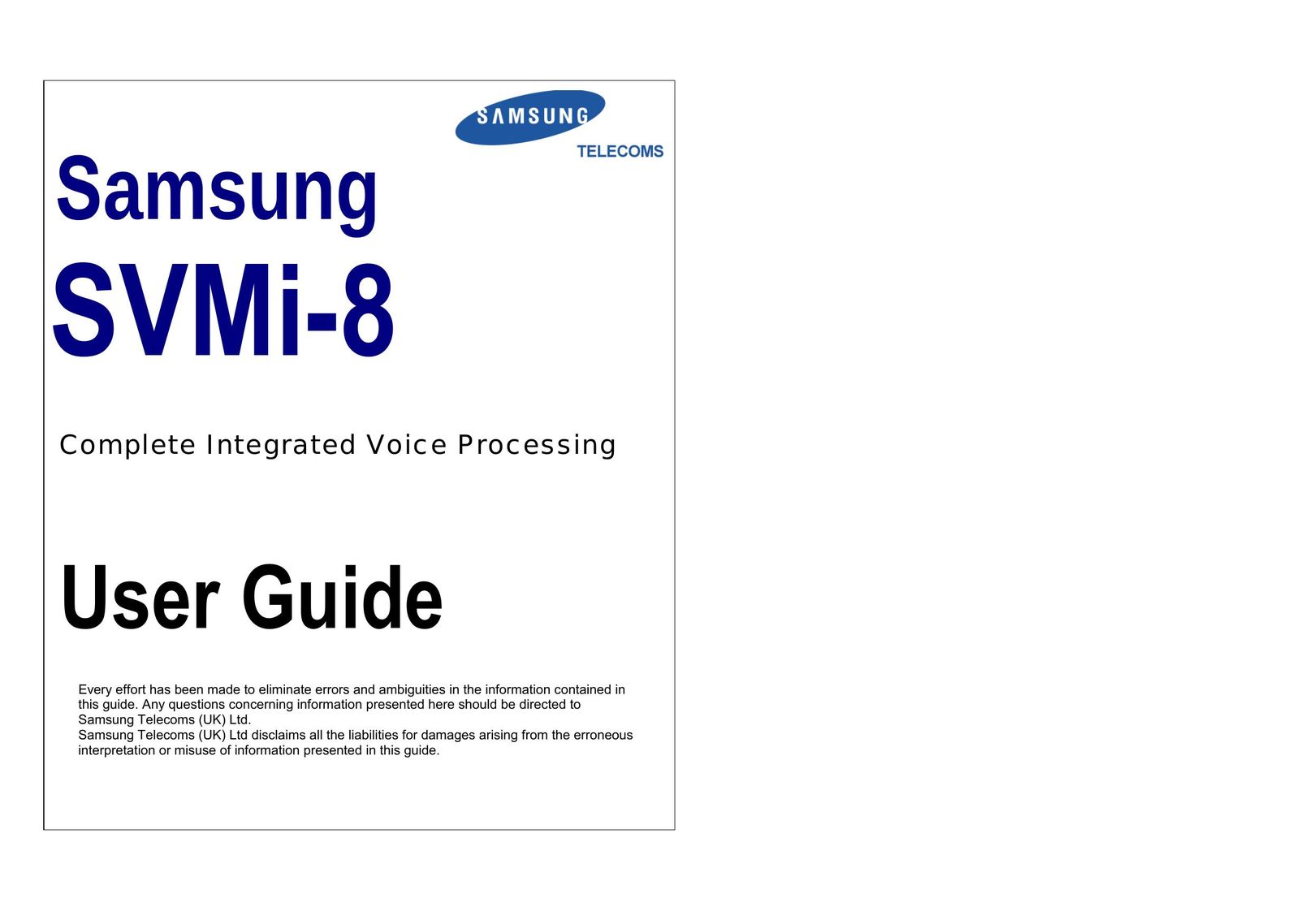 Samsung SVMi-8 IP Phone User Manual