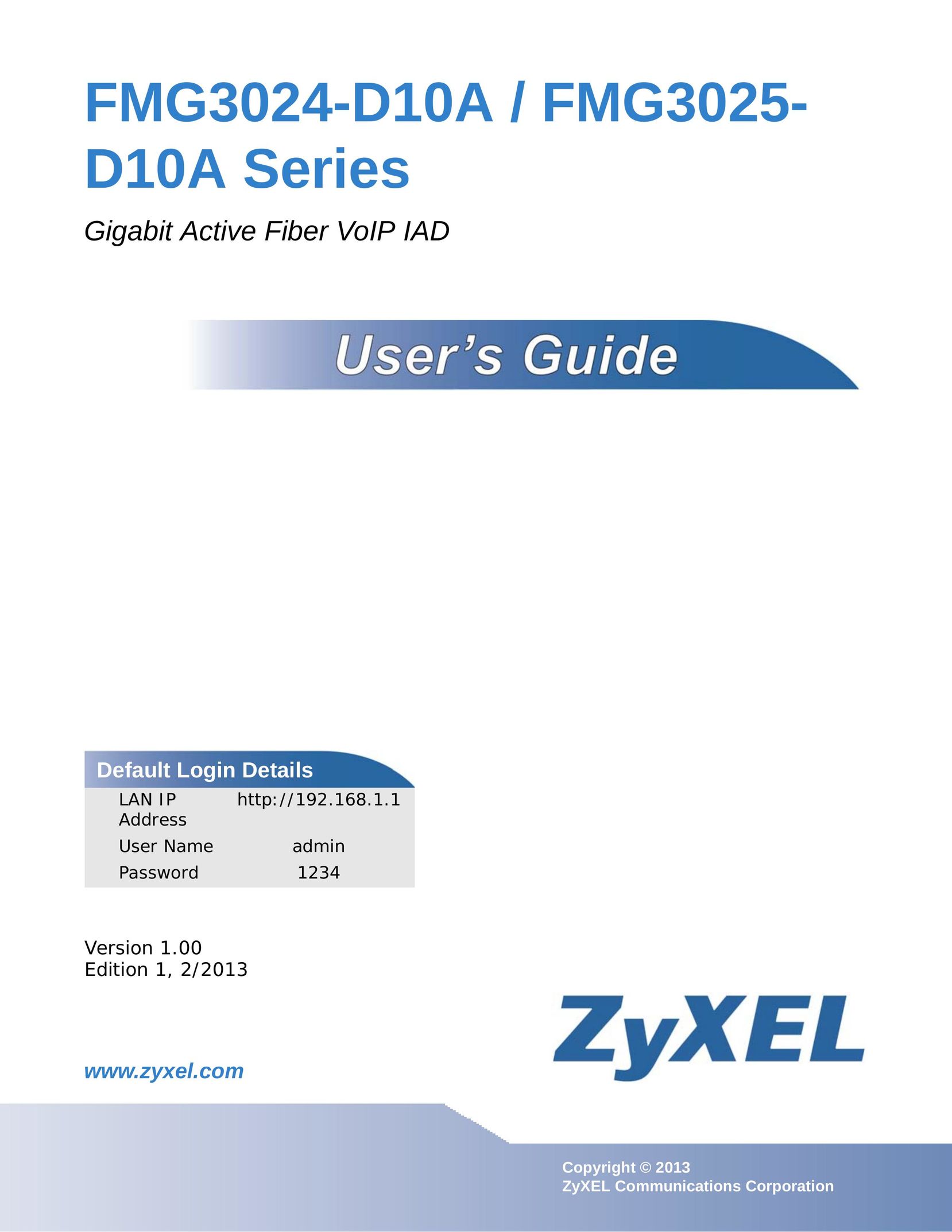 ZyXEL Communications FMG3024-D10A IP Phone User Manual
