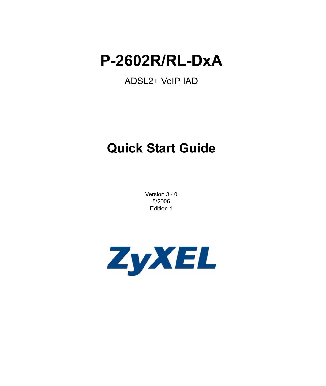 ZyXEL Communications P-2602R/RL-DXA IP Phone User Manual