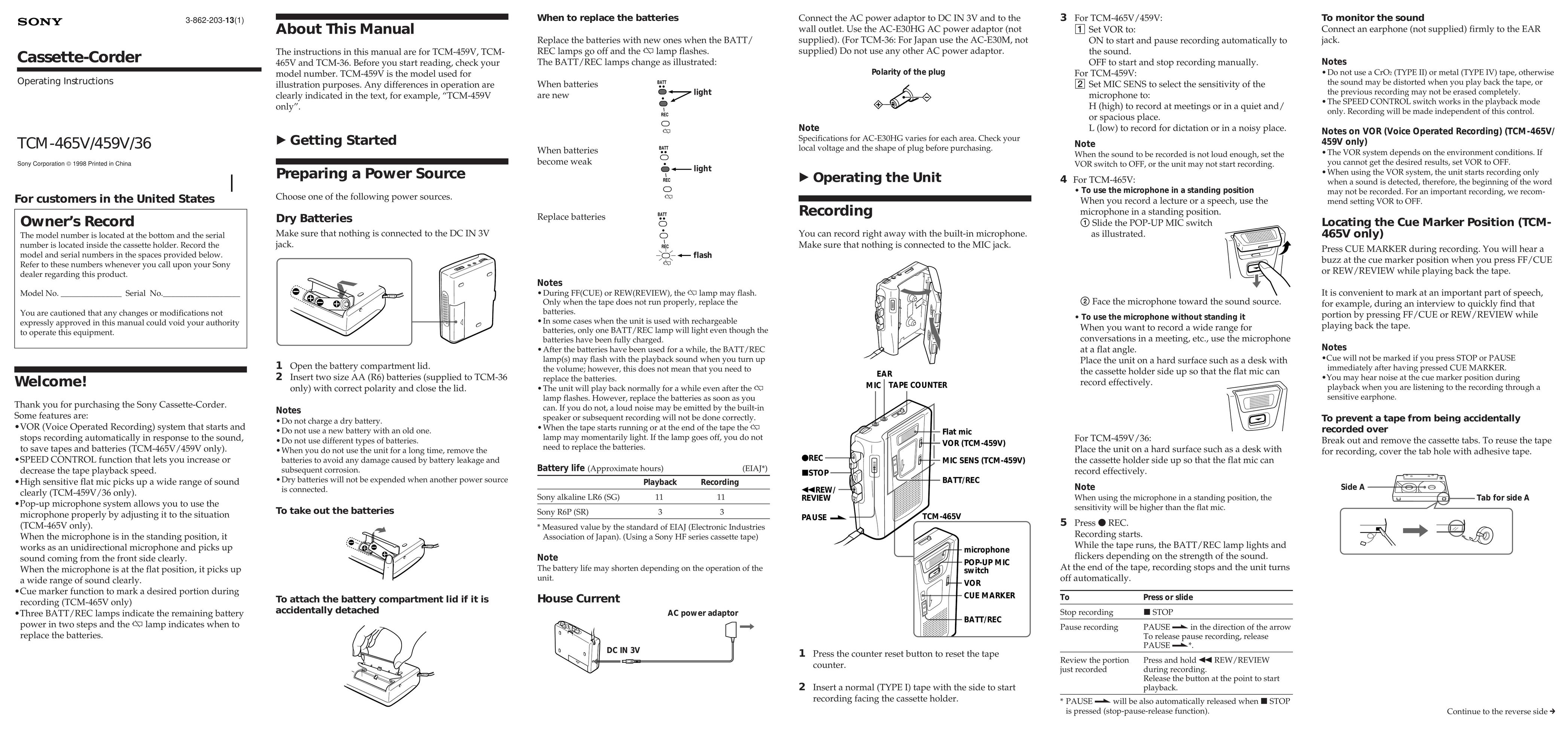 3Com TCM-465V/459V/36 Pager User Manual
