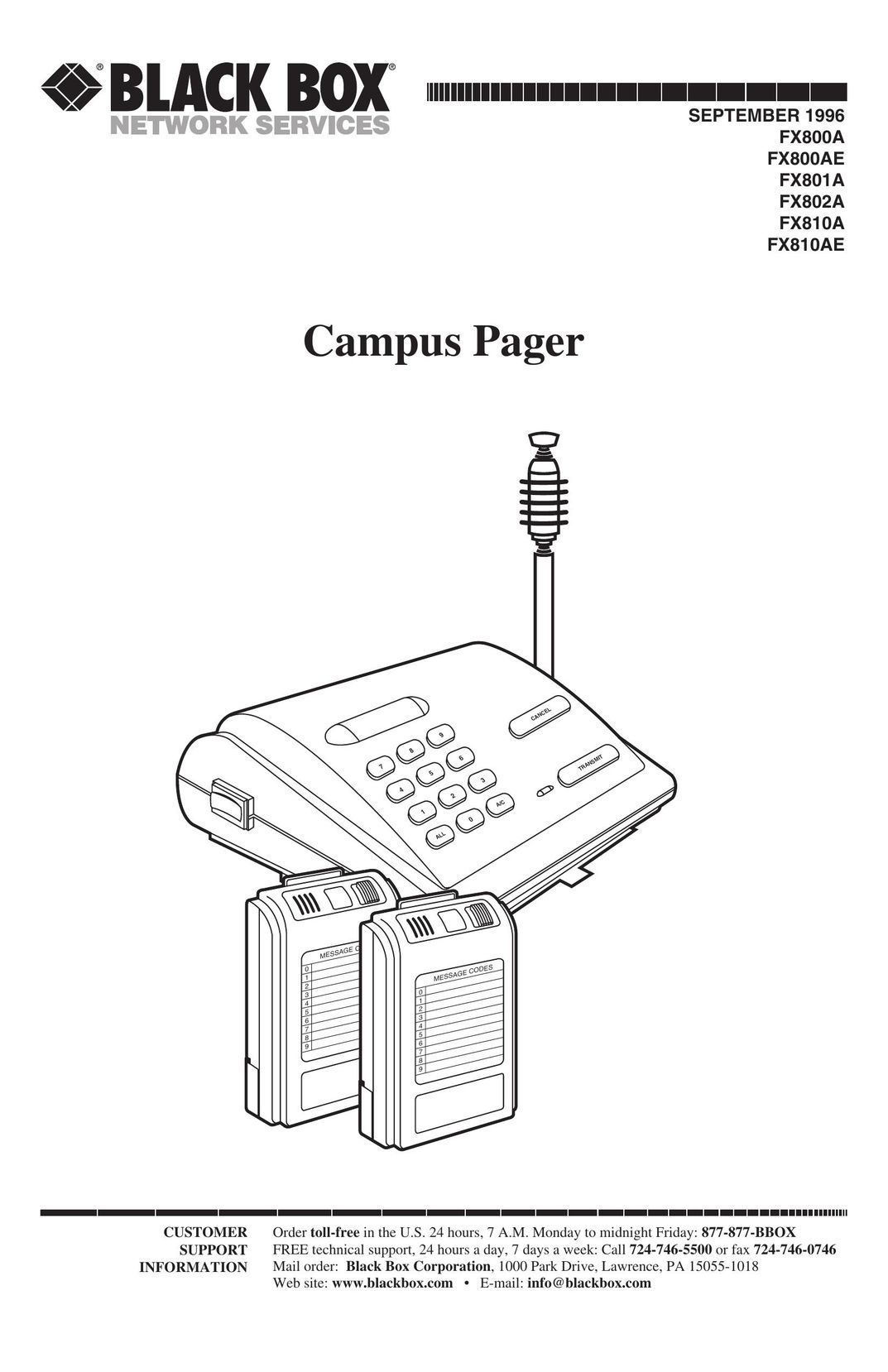 Black Box FX800A Pager User Manual