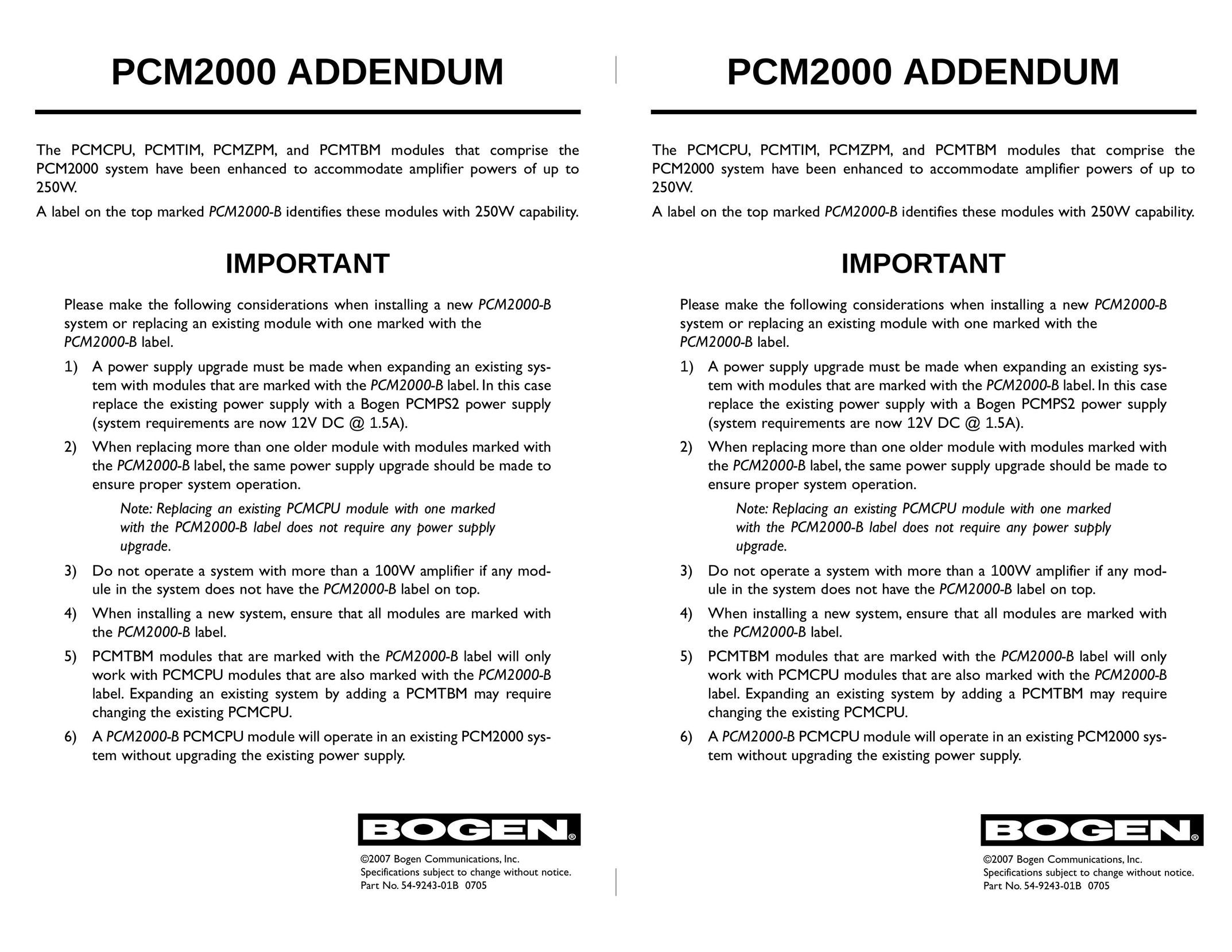 Bogen PCM2000 Pager User Manual