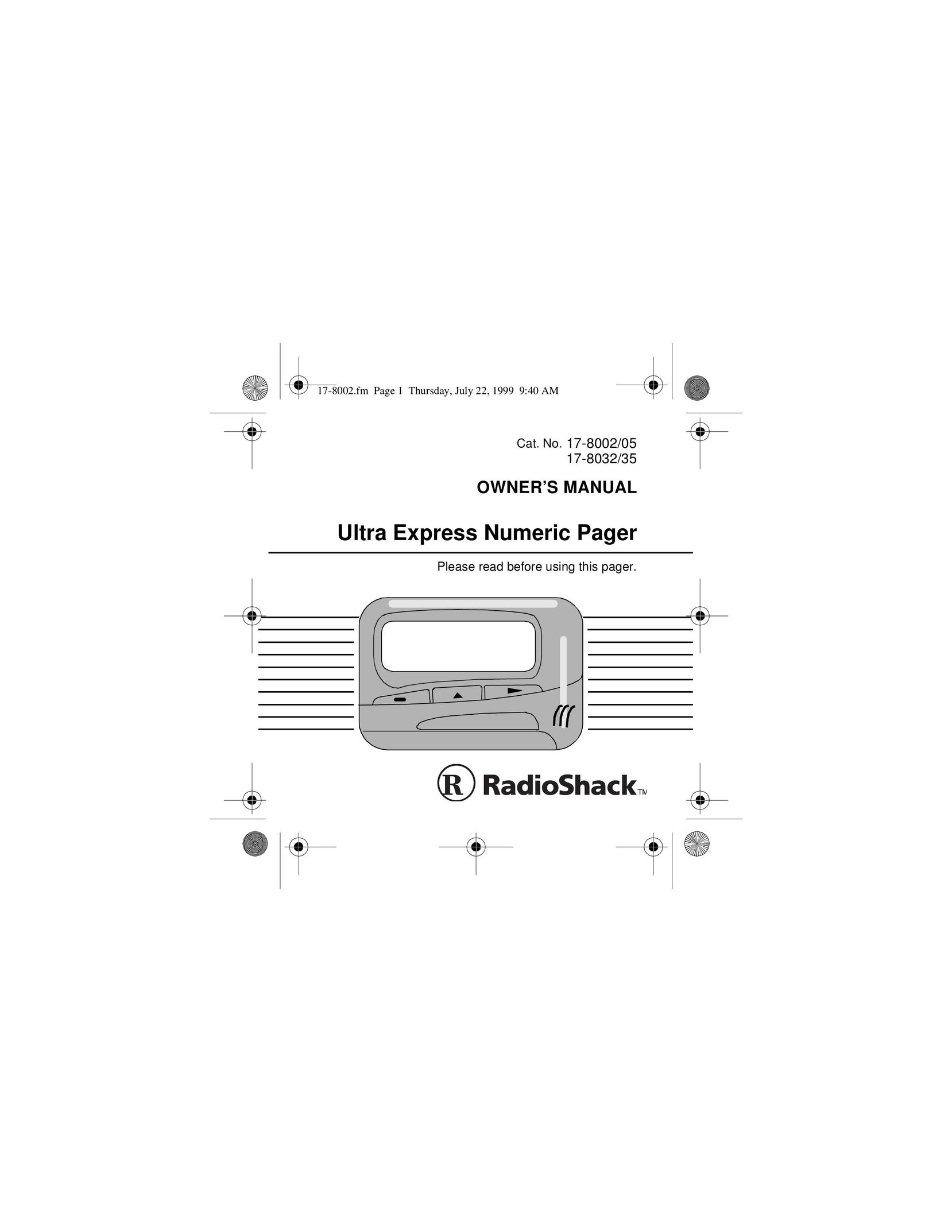 Radio Shack 17-8002/05 Pager User Manual