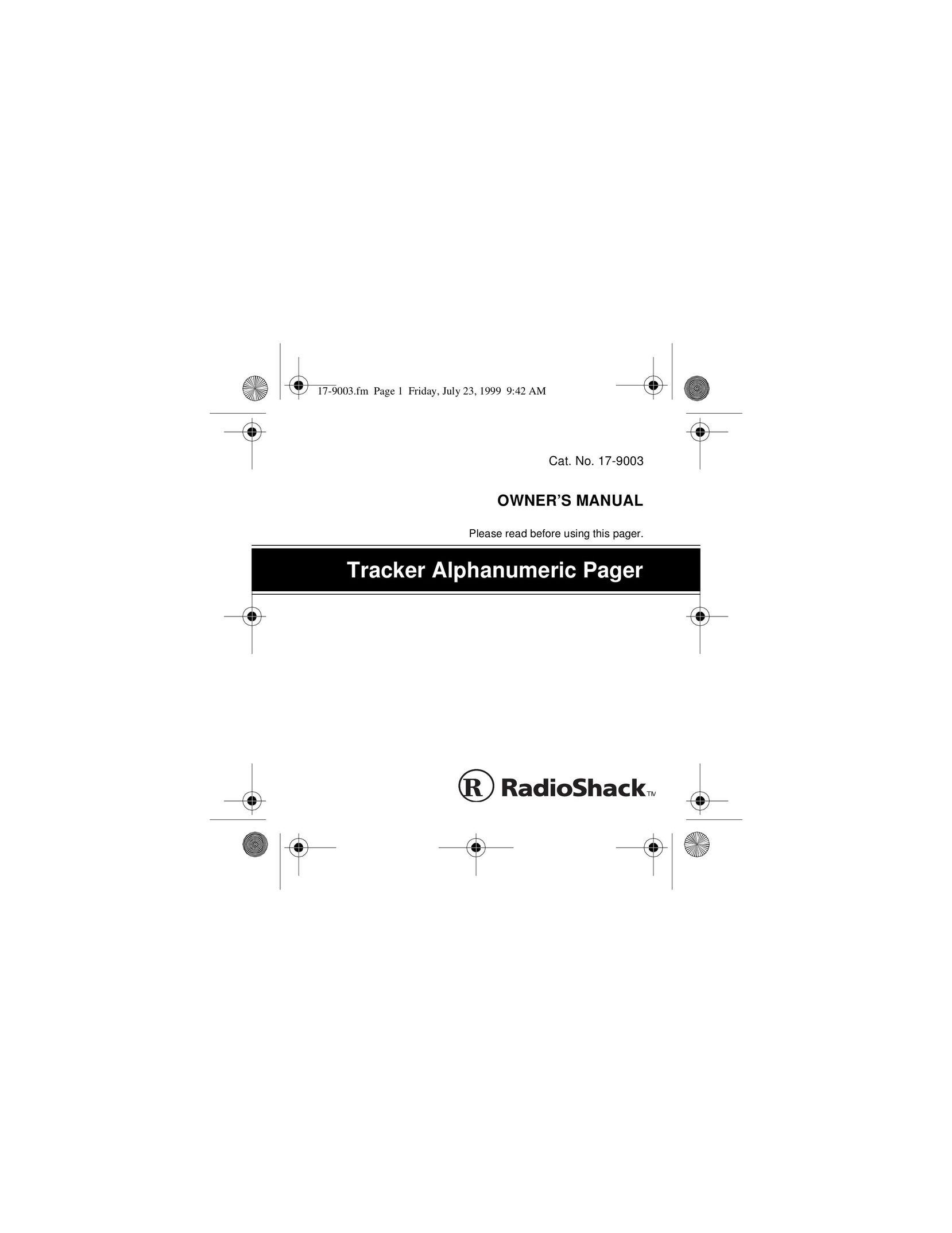 Radio Shack 17-9003 Pager User Manual