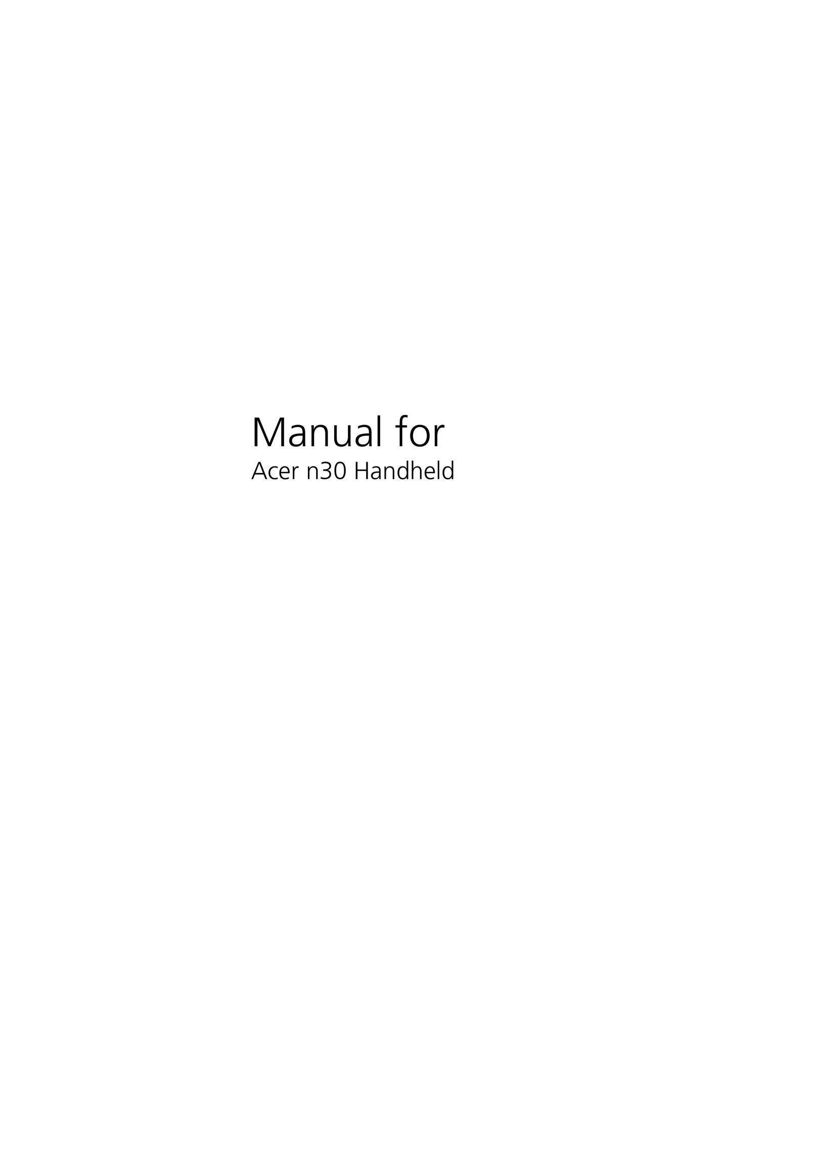 Acer n30 PDAs & Smartphones User Manual