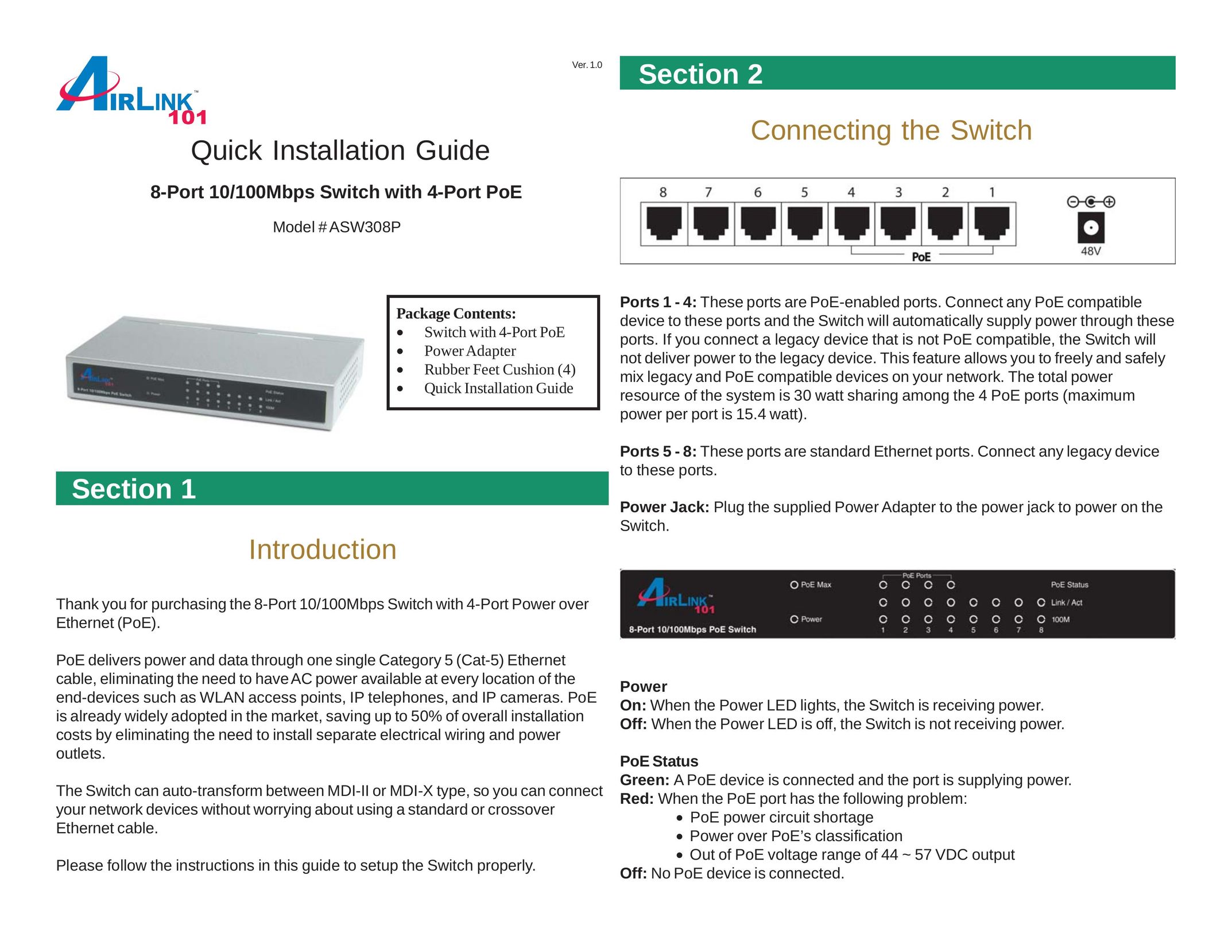 Airlink101 ASW308P PDAs & Smartphones User Manual