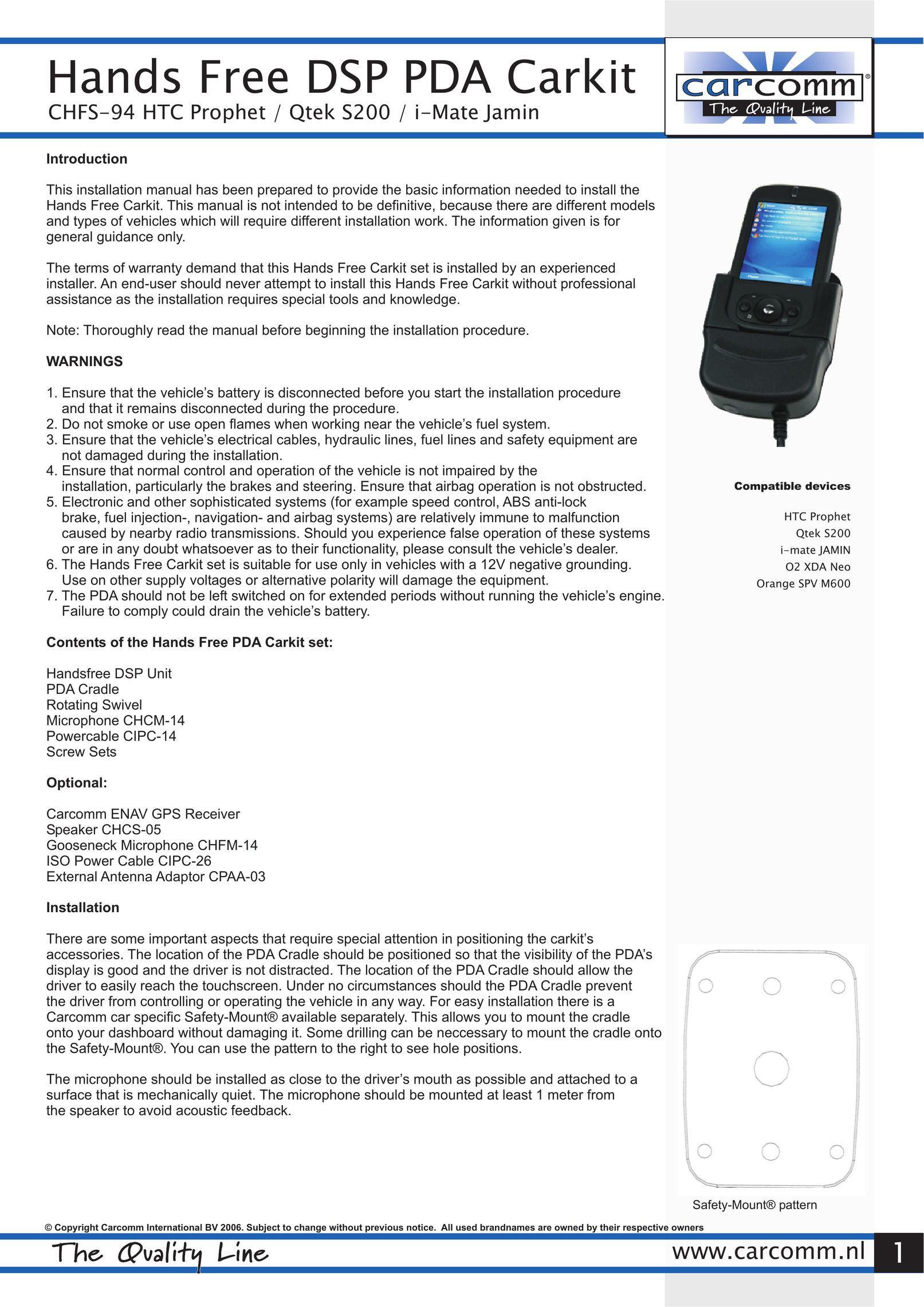 Carcomm CHFS-94 PDAs & Smartphones User Manual