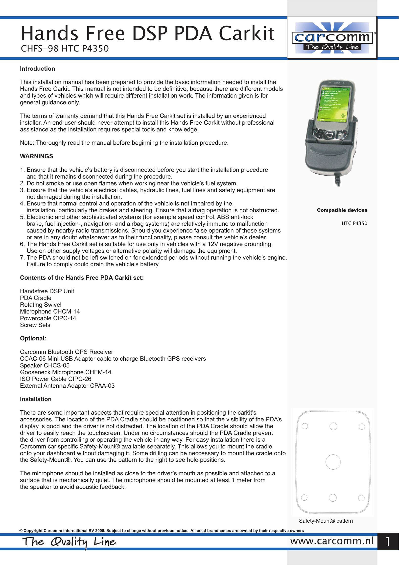 Carcomm CHFS-98 PDAs & Smartphones User Manual