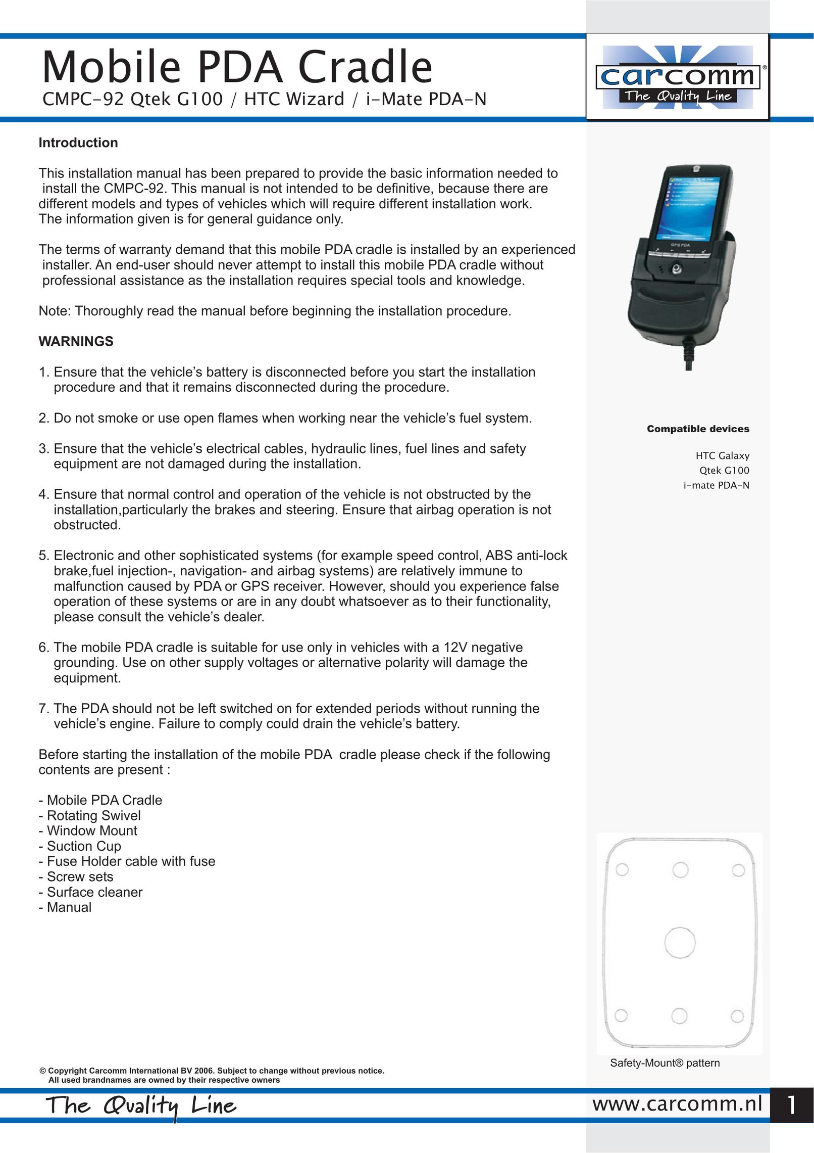 Carcomm CMPC-92 PDAs & Smartphones User Manual