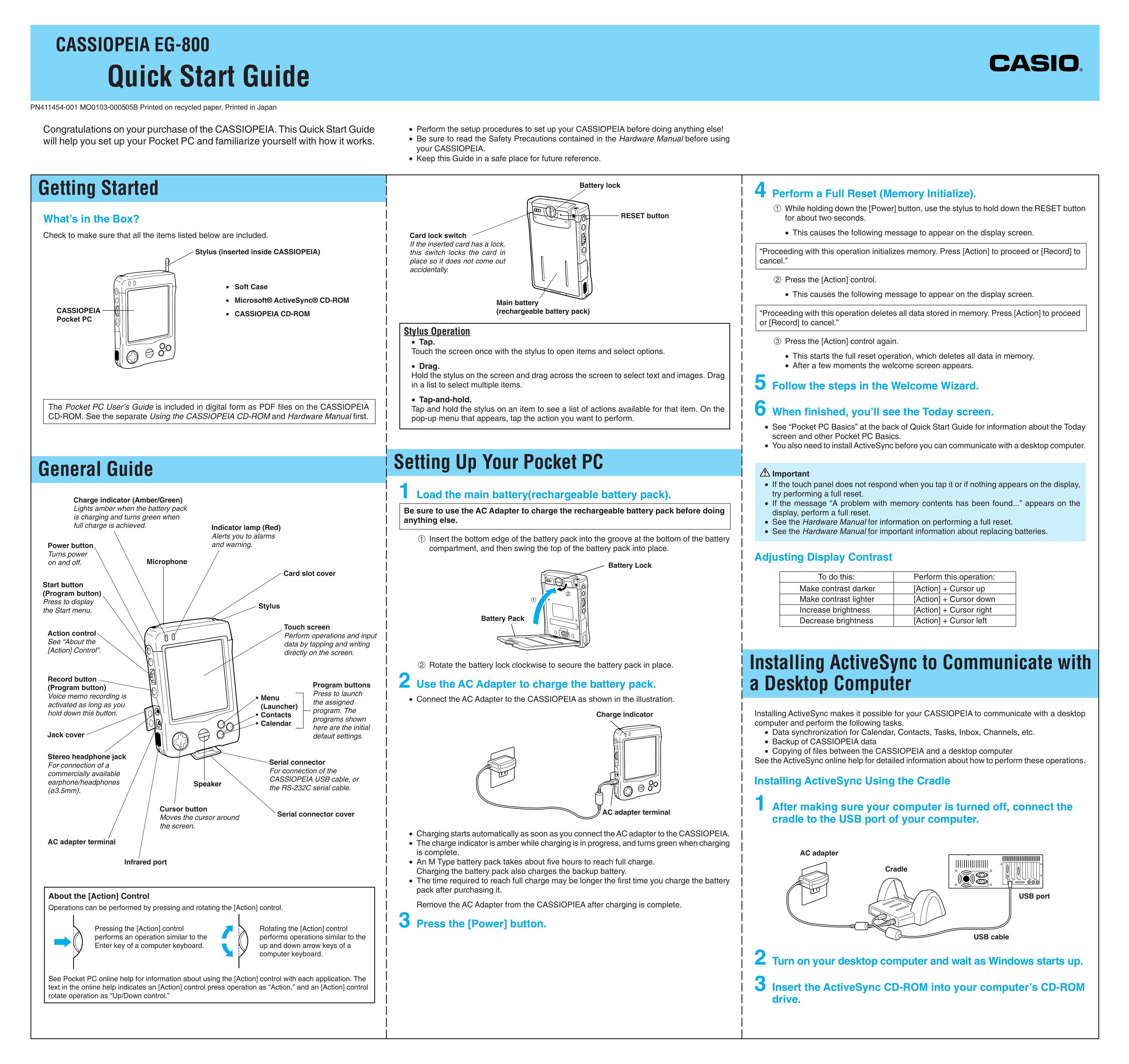 Casio EG-800 PDAs & Smartphones User Manual