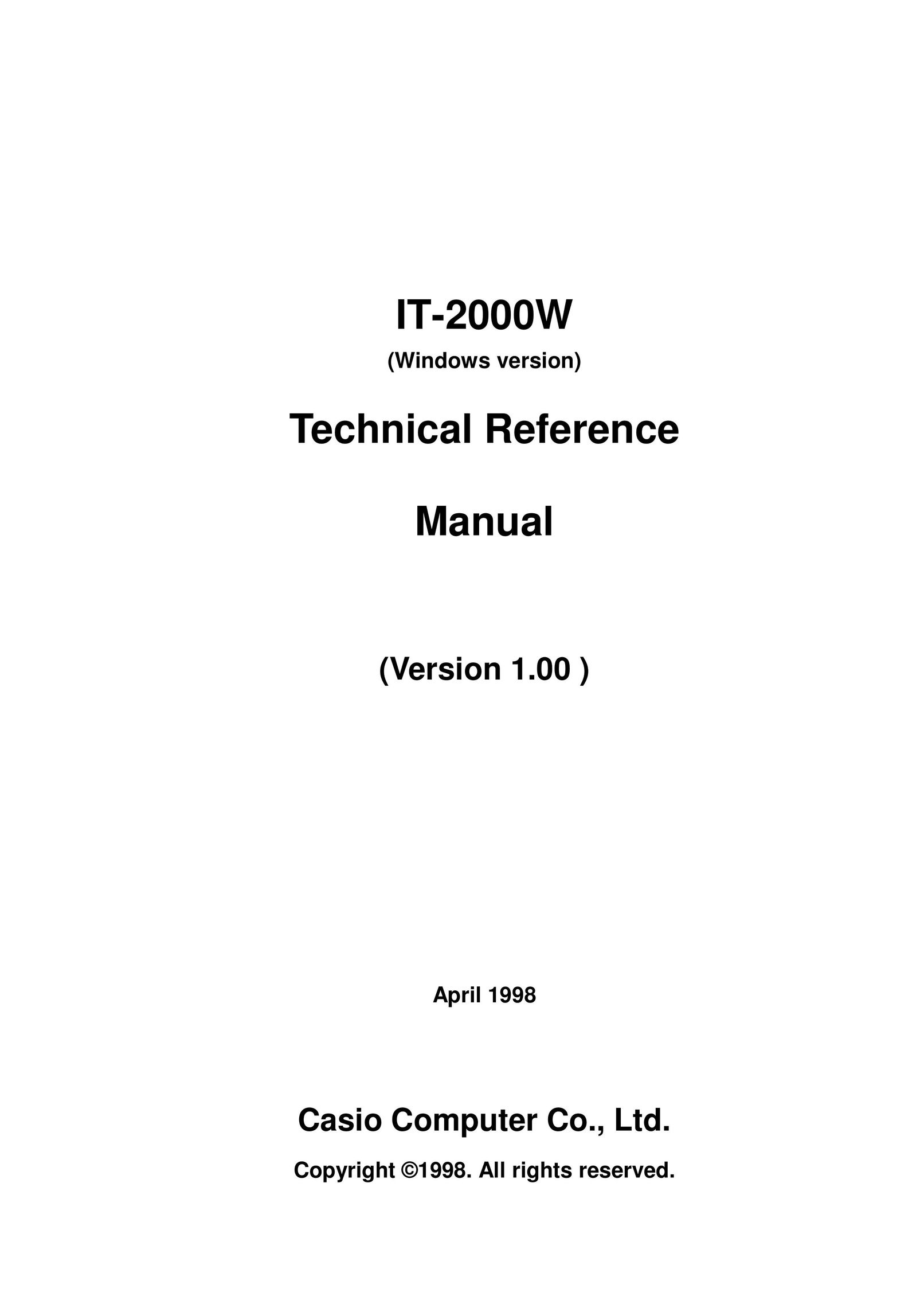 Casio IT-2000W PDAs & Smartphones User Manual
