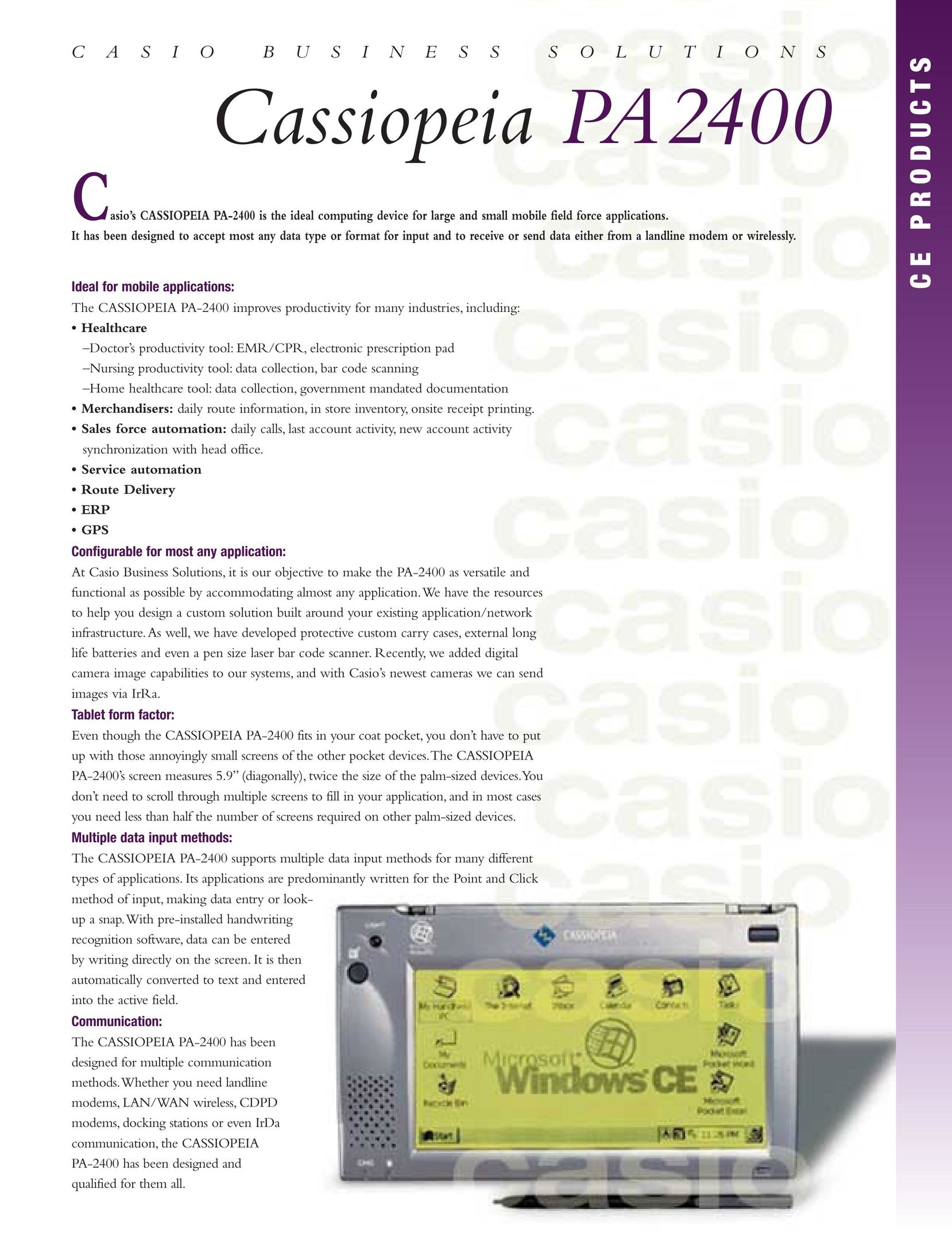 Casio PA-2400 PDAs & Smartphones User Manual