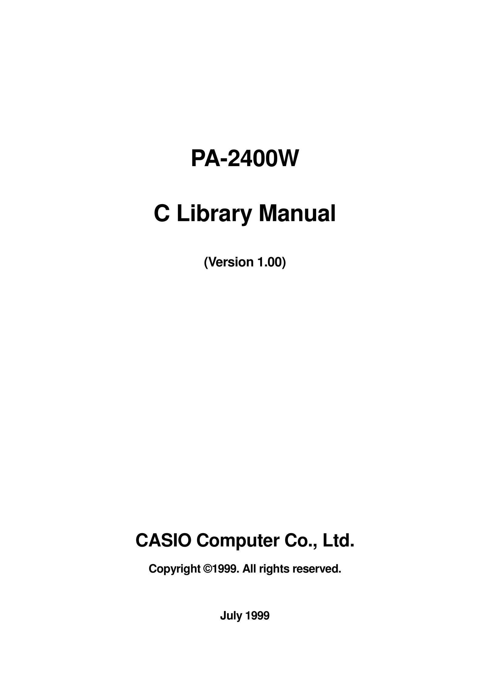 Casio PA-2400W PDAs & Smartphones User Manual