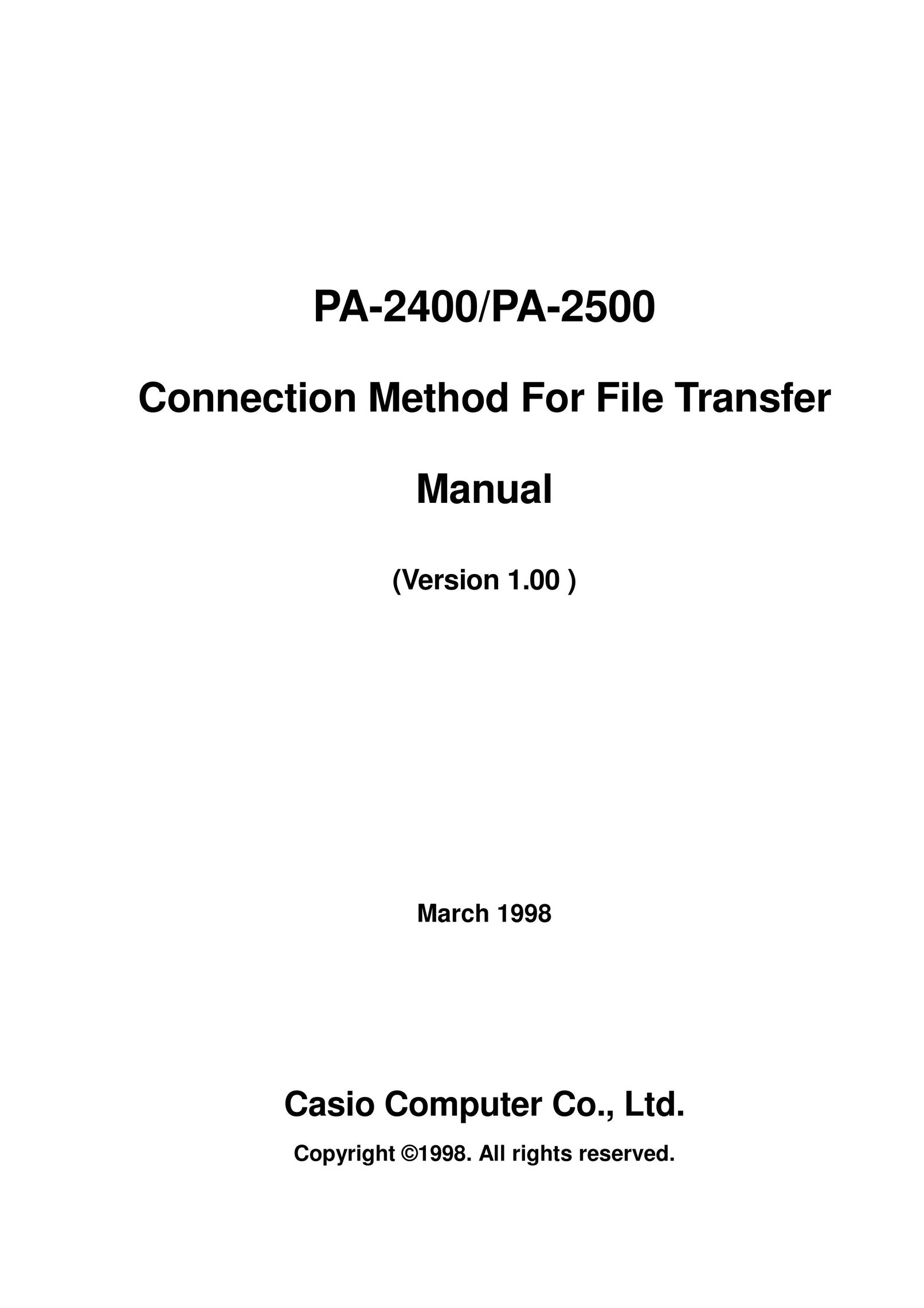 Casio PA-2500 PDAs & Smartphones User Manual