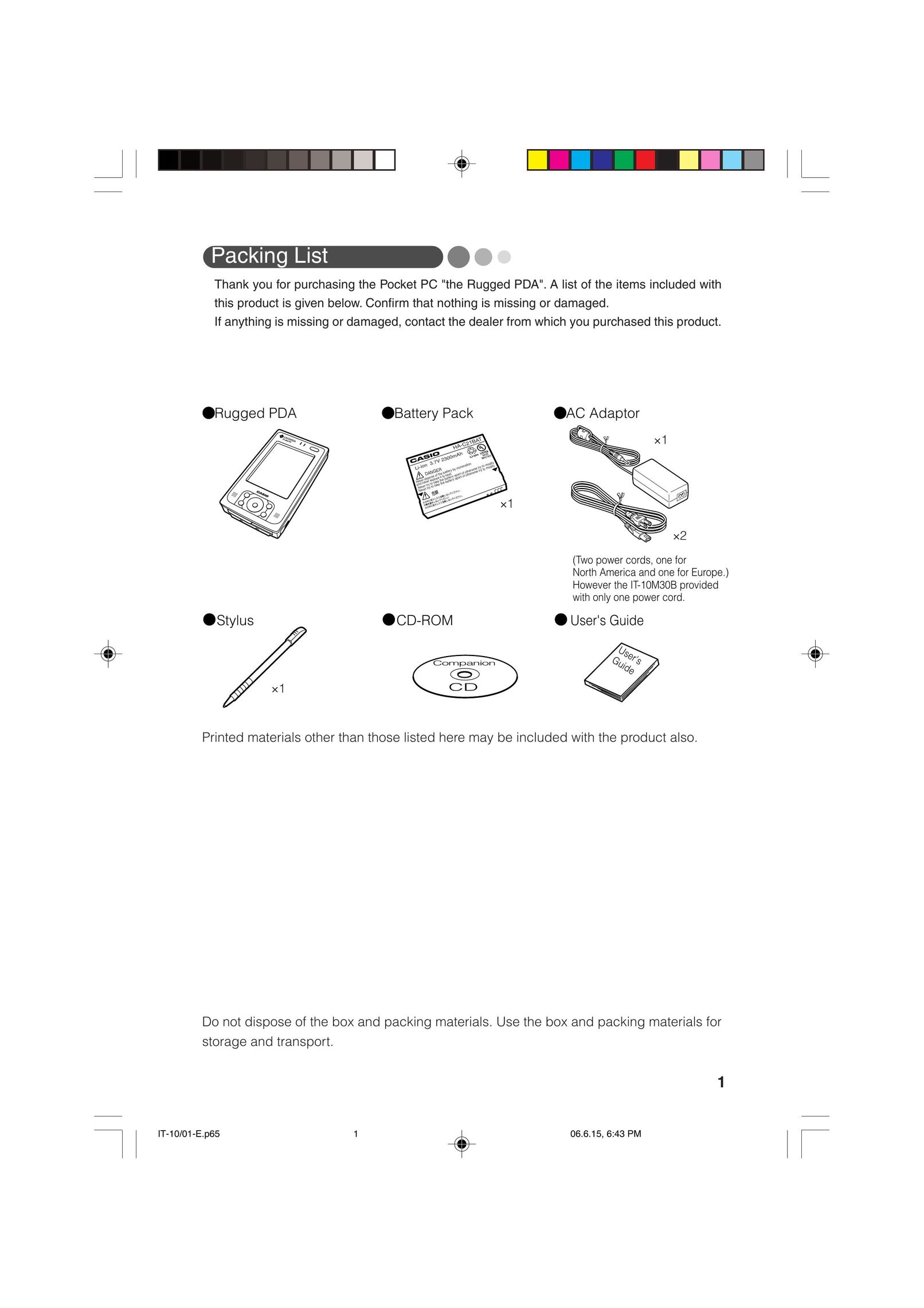 Casio Stylus PDAs & Smartphones User Manual