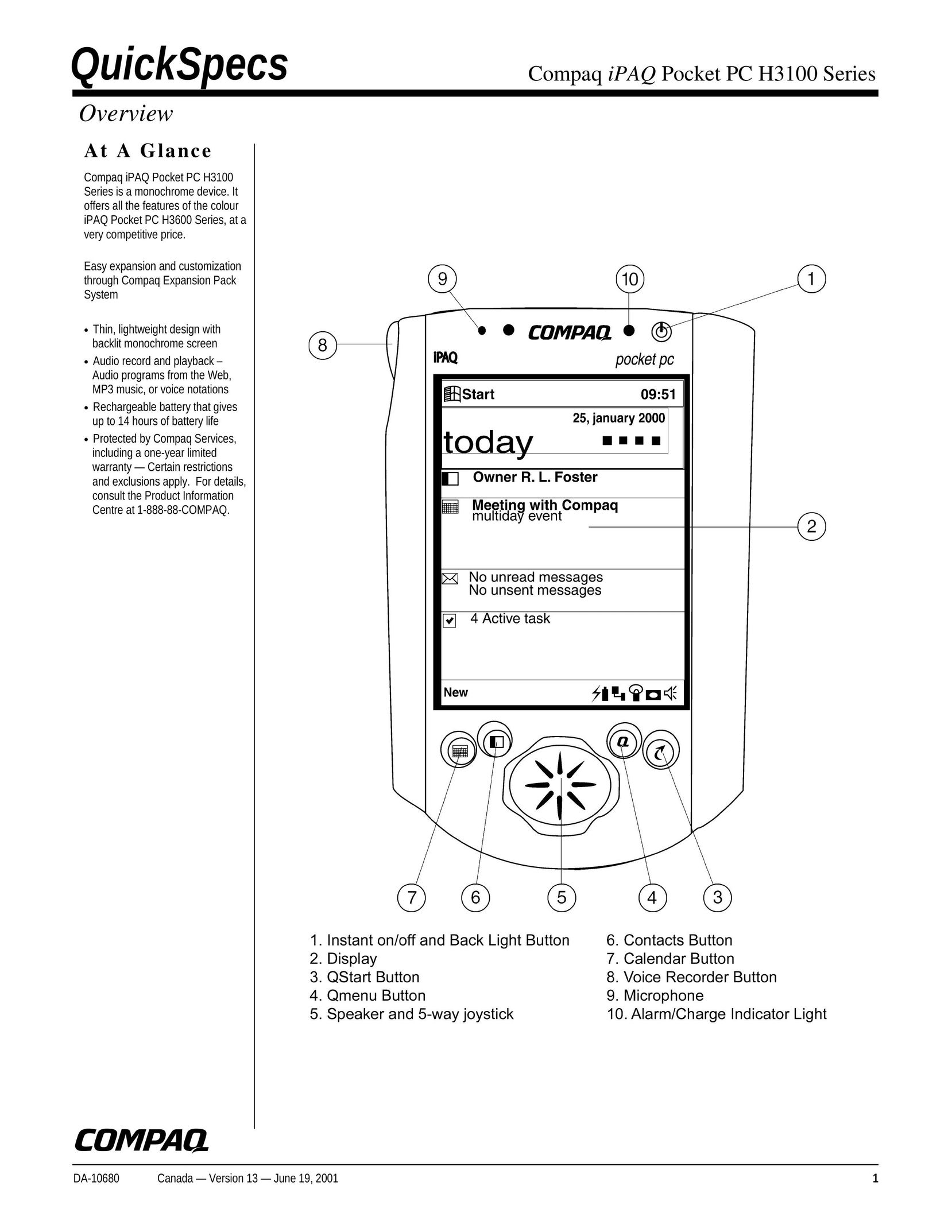Compaq H3100 PDAs & Smartphones User Manual