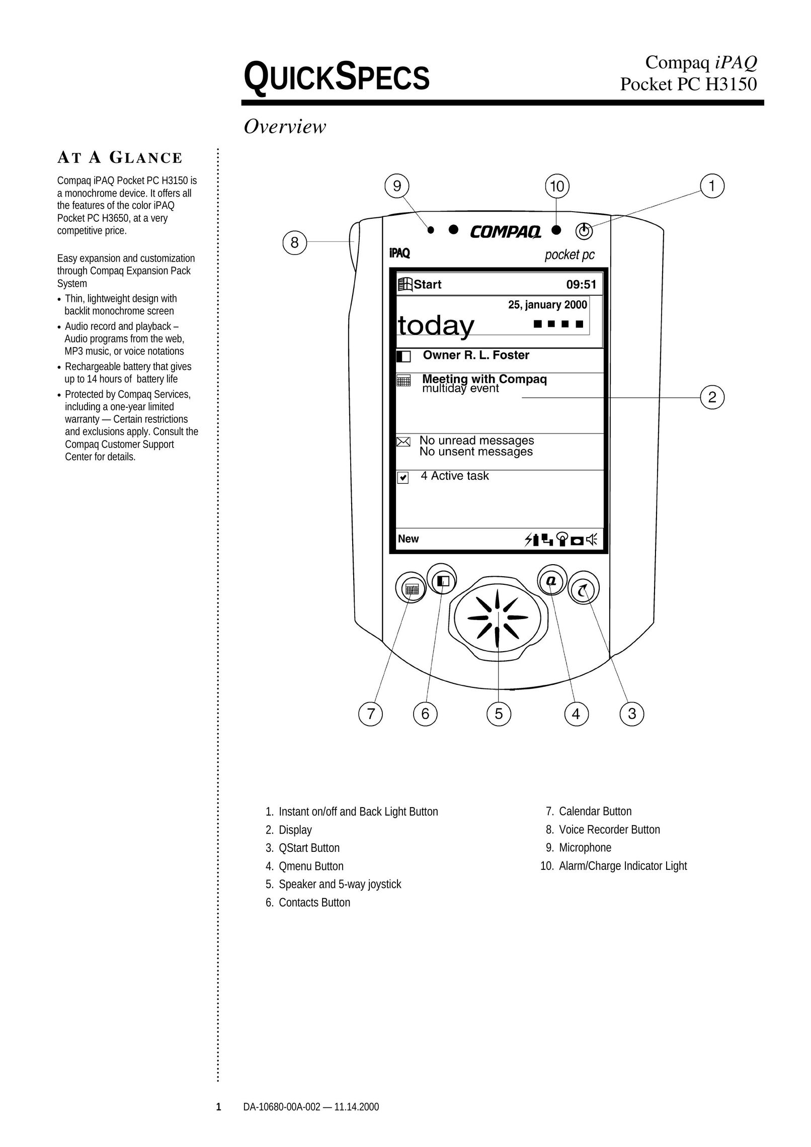 Compaq H3150 PDAs & Smartphones User Manual