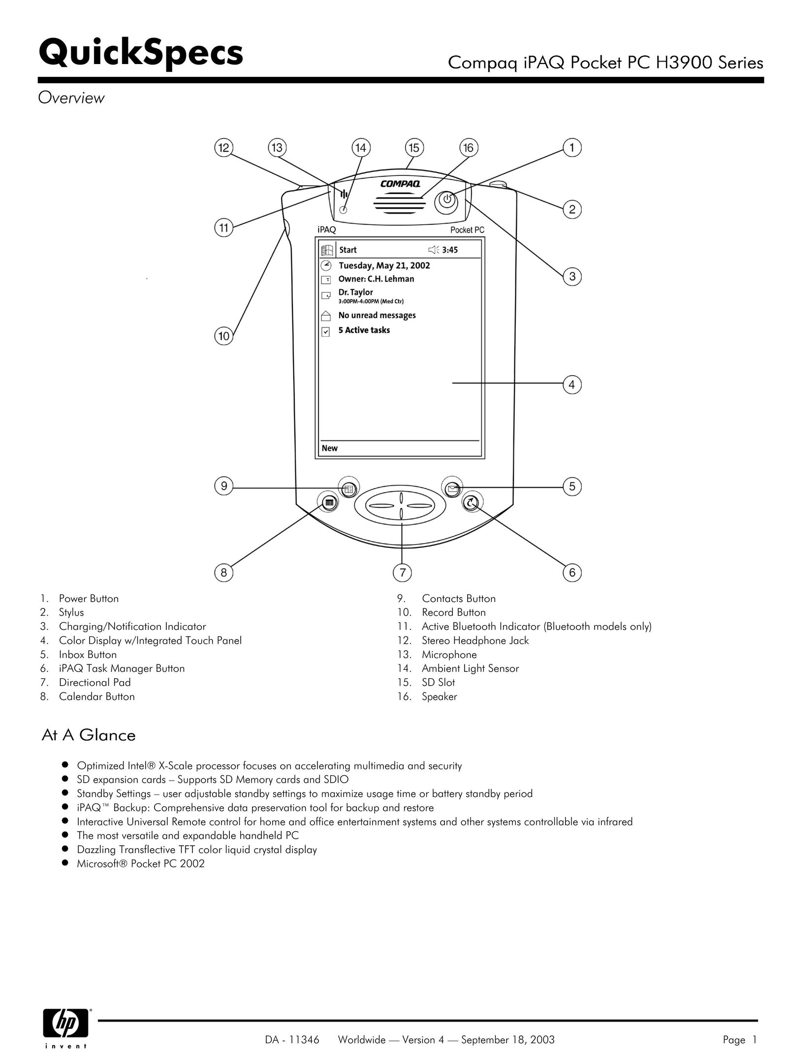 Compaq H3900 PDAs & Smartphones User Manual